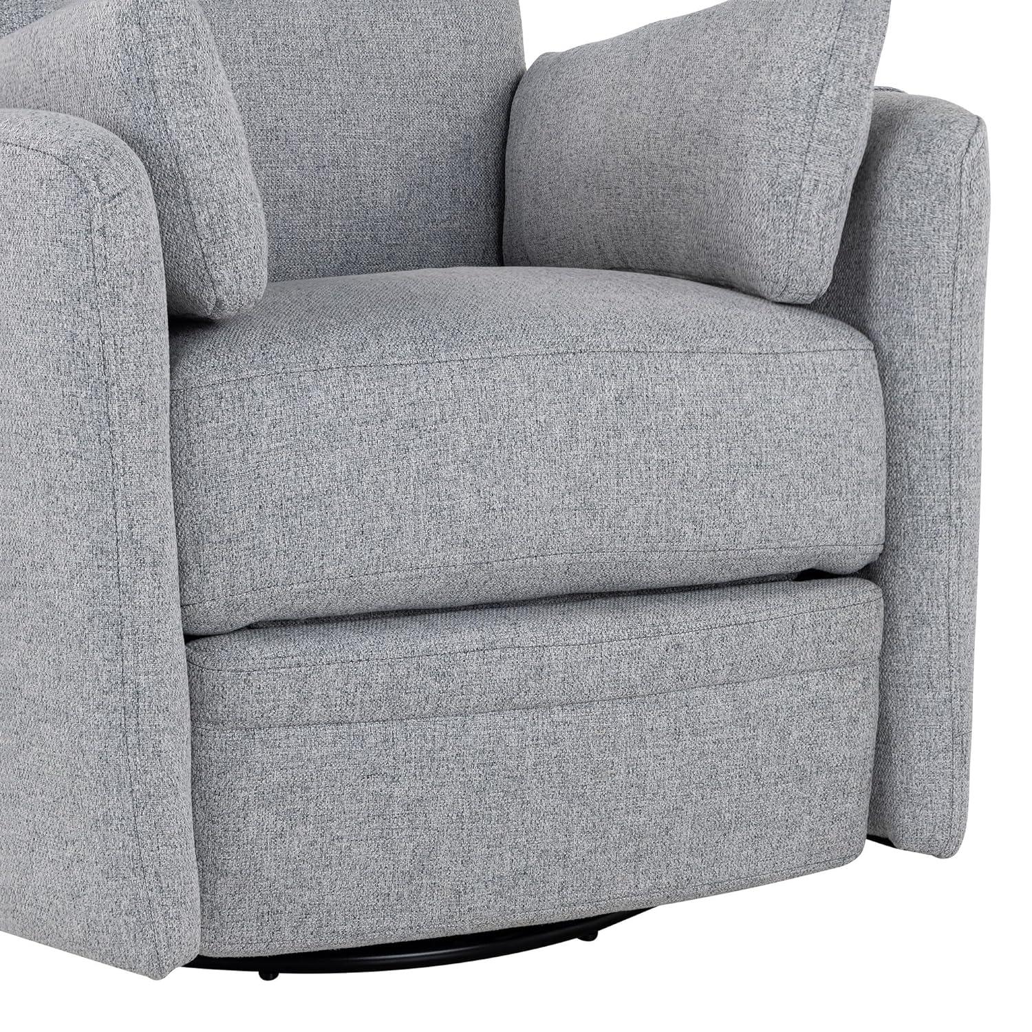 Swivel Rocker Glider Nursery, Manual Recliner Chair Single Sofa Chair for Adults, Linen Fabric Rocker Chair with Removable Pillows for Living Room, Bedroom, Dark Grey