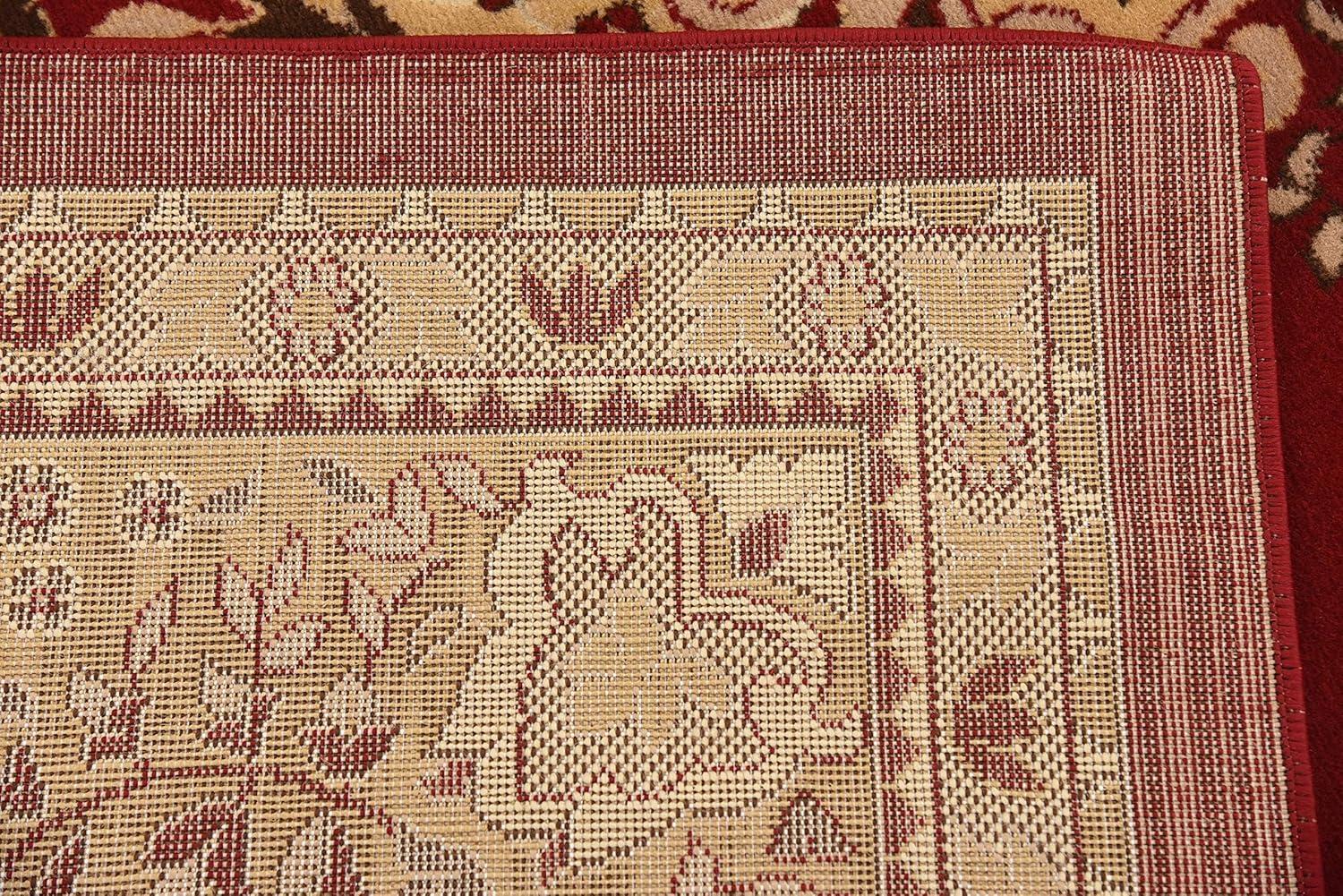Elegant Medallion 9' x 12' Synthetic Area Rug in Red, Black, and Cream