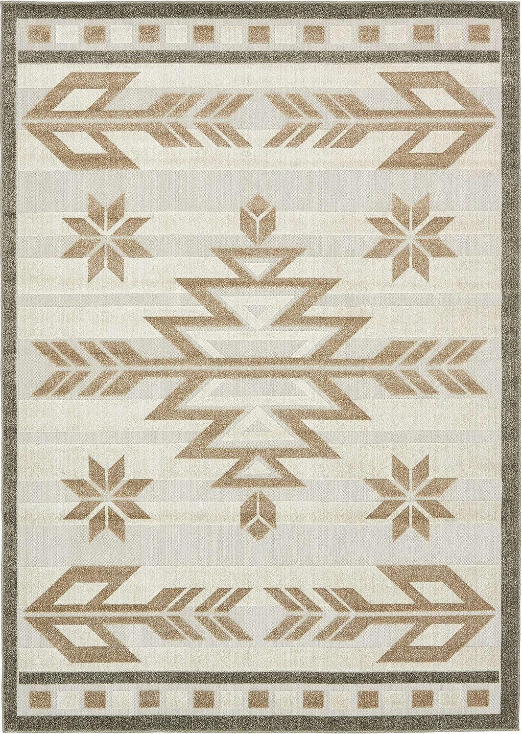Unique Loom 7' 0 x 10' 0 Beige Outdoor Modern Albuquerque Area Rug