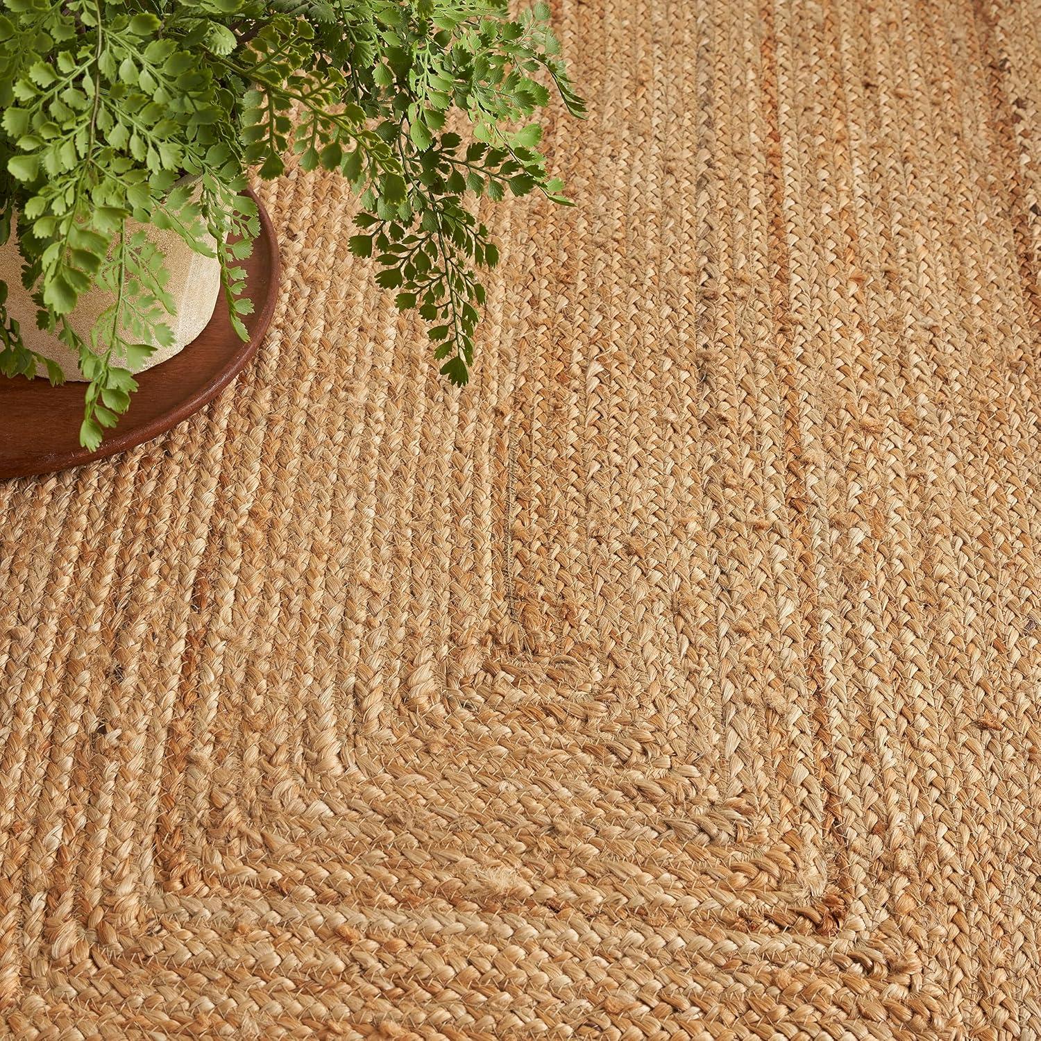 Nourison Handwoven Natural Jute Indoor Area Rug Natural 4' x 6'