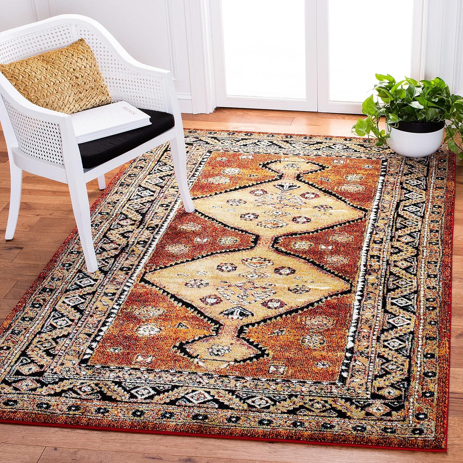 Vintage Hamadan VTH252 Power Loomed Area Rug - Rust/Gold - 6'7"x6'7" - Safavieh.