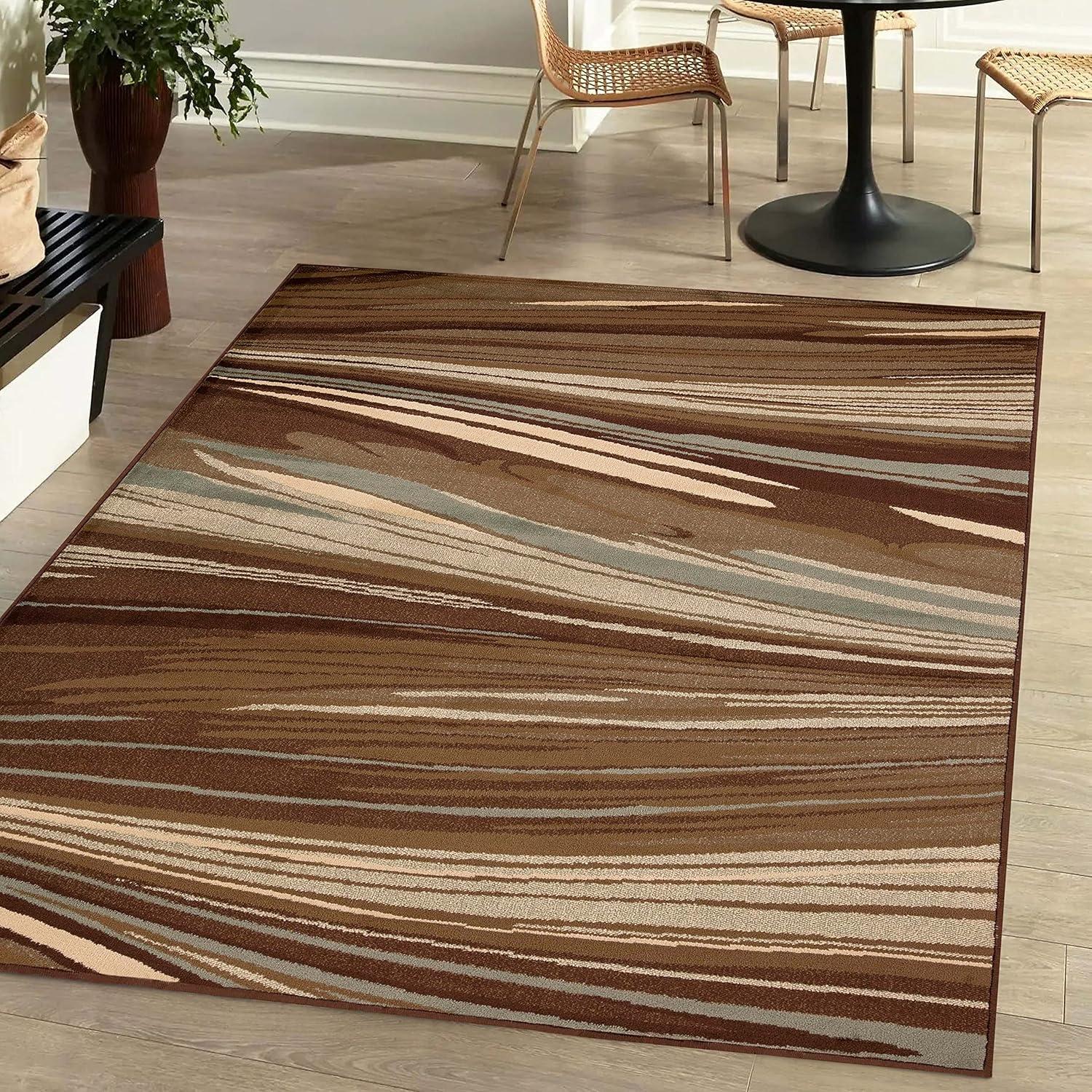 Superior Modern, Contemporary, Transitional Multi-Colored Wavy Line Area Rug, 8' x 10'