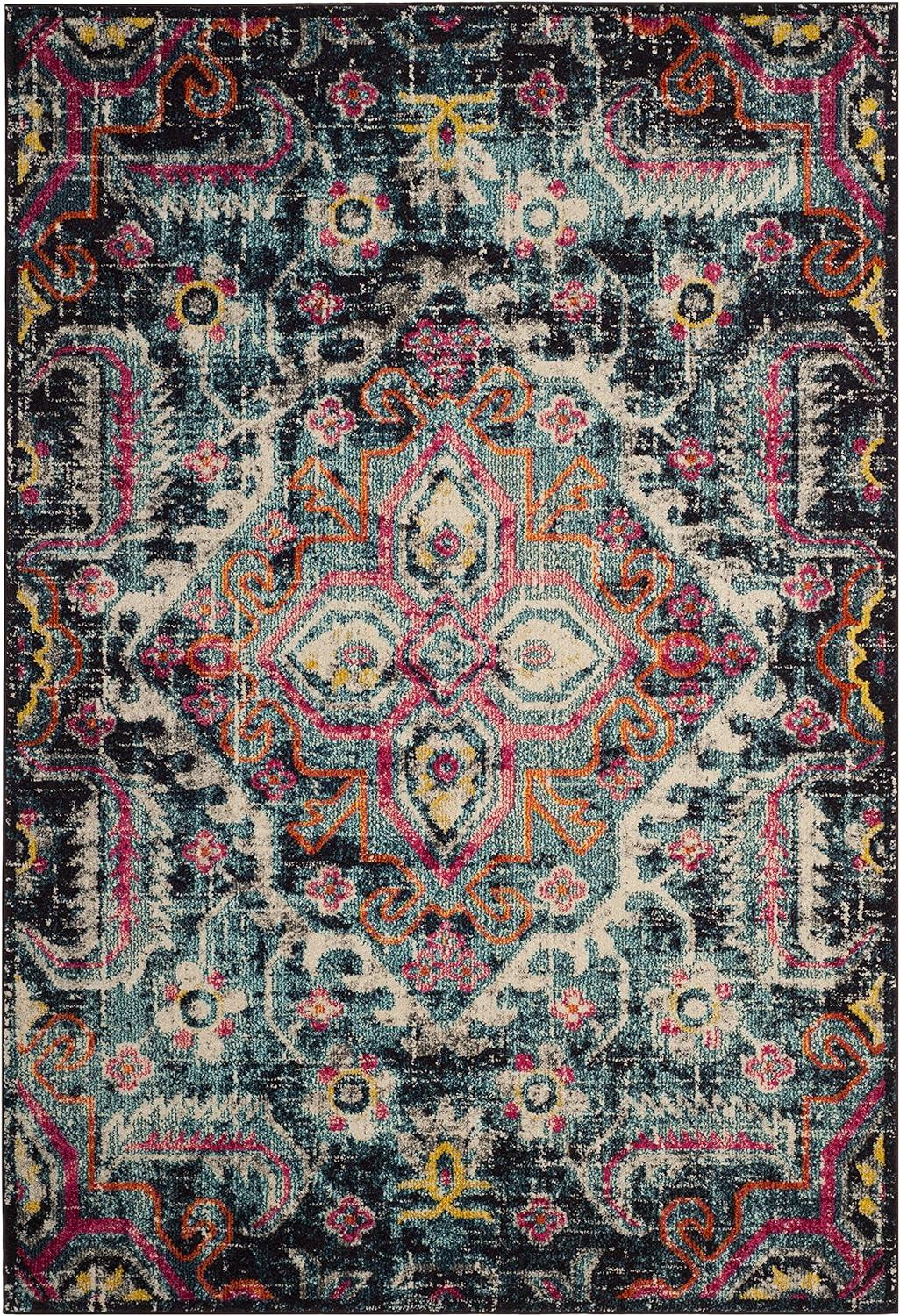 Monaco MNC252 Power Loomed Indoor Area Rug - Blue/Fuchsia - 4'x5'7" - Safavieh.