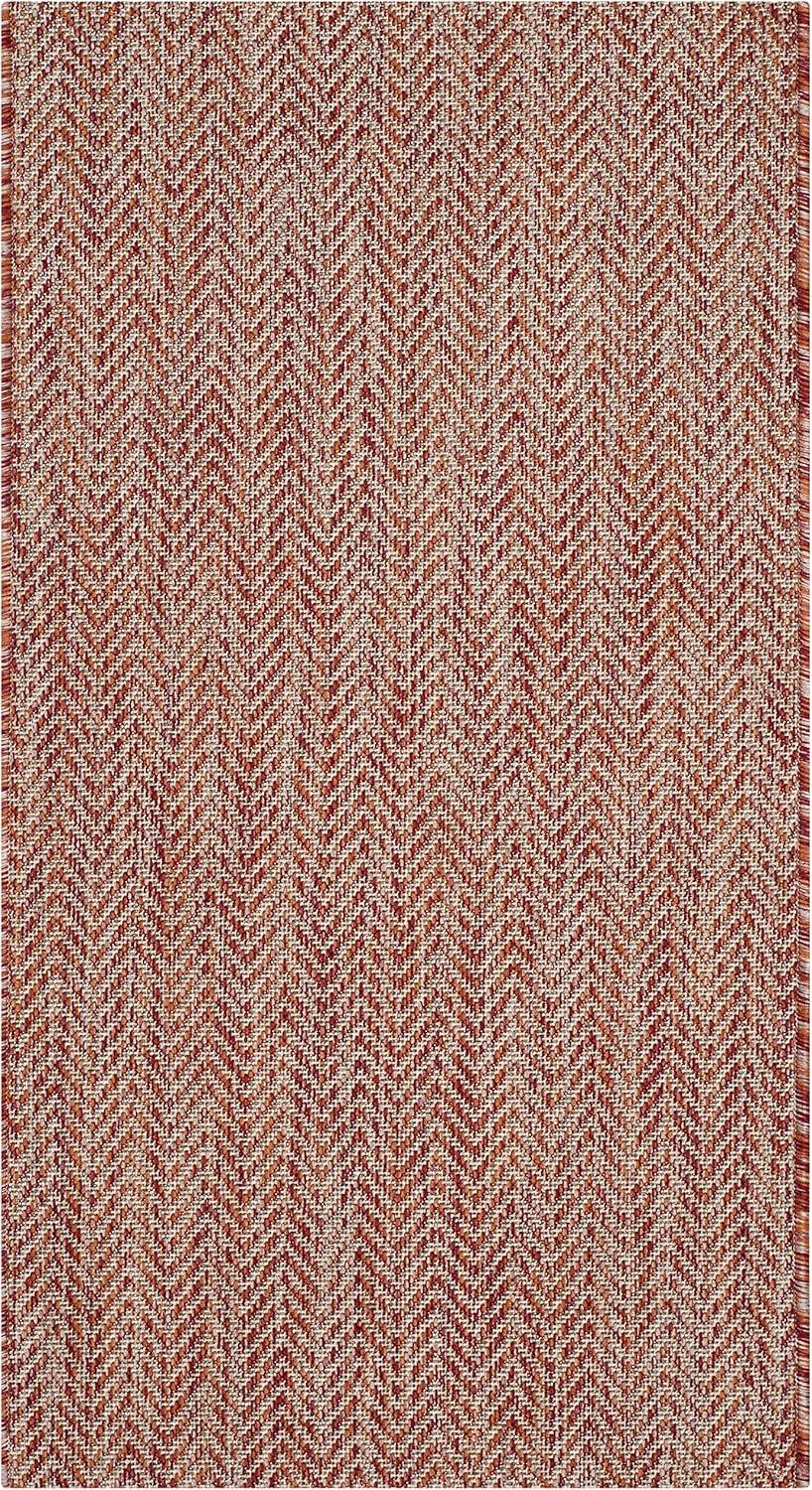 Modern Red and Beige Chevron 2' x 3'7'' Outdoor Accent Rug