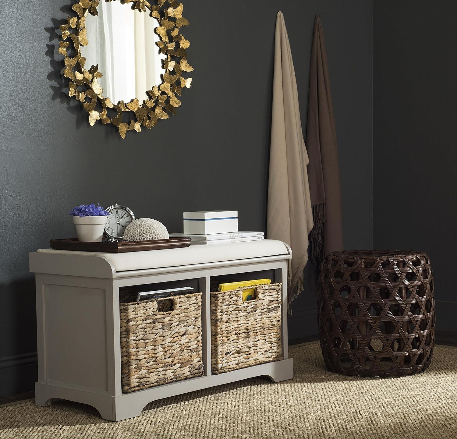 Freddy Wicker Storage Bench - AMH5736 - Vintage White - Safavieh