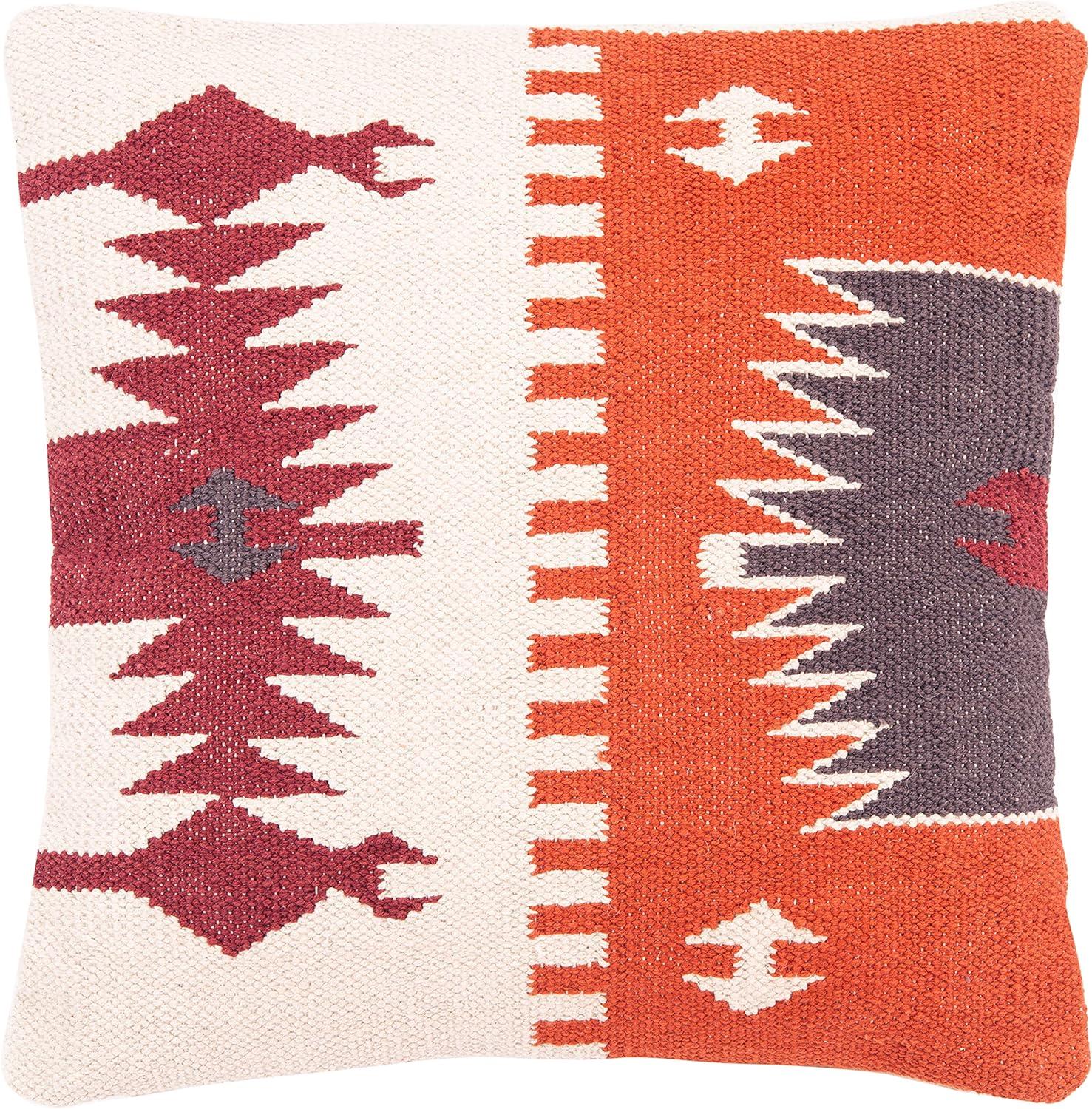 Southwestern Rust and Beige Cotton Throw Pillow