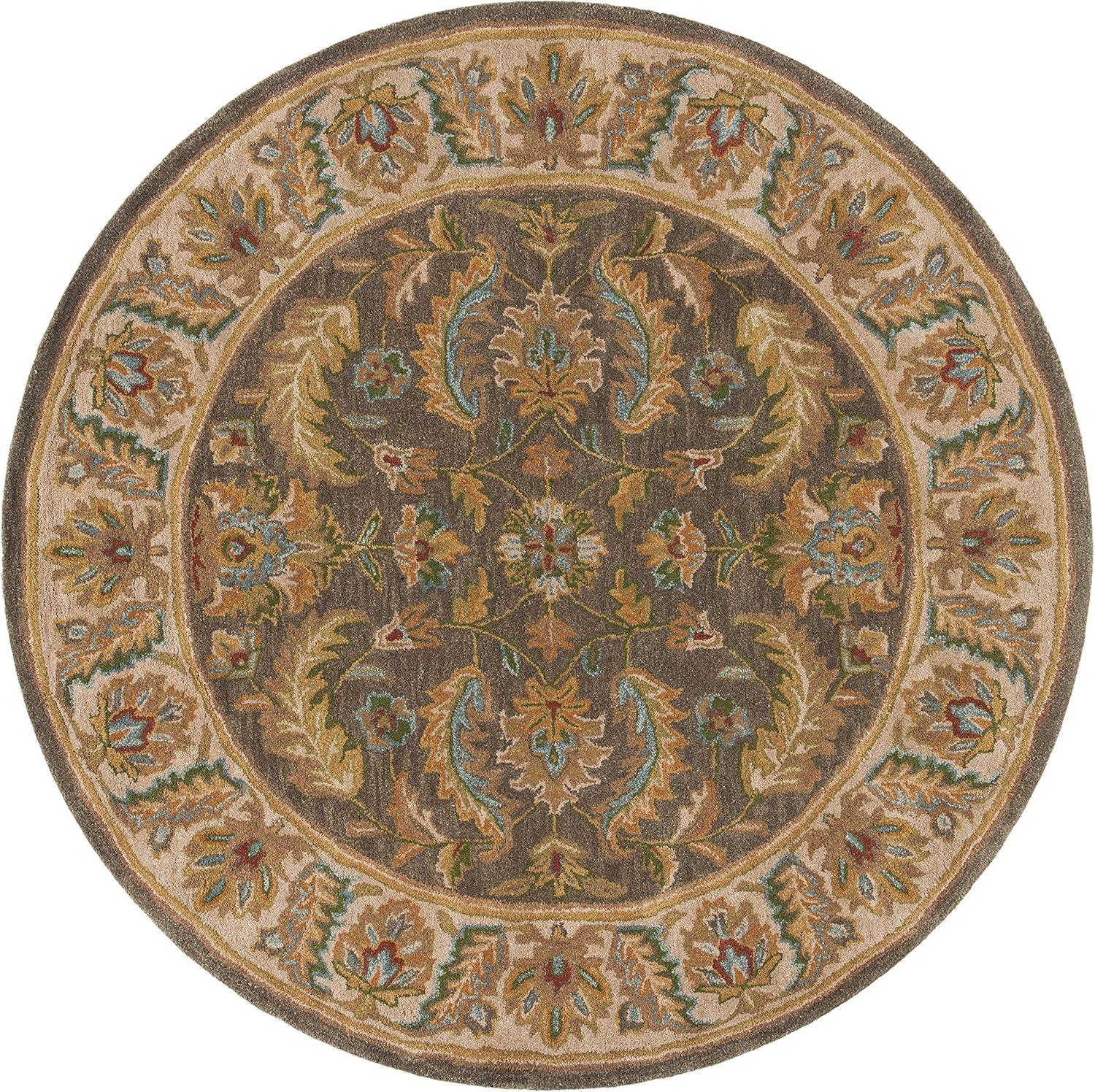 SAFAVIEH Heritage Wight Traditional Wool Area Rug, Green/Beige, 6' x 6' Round