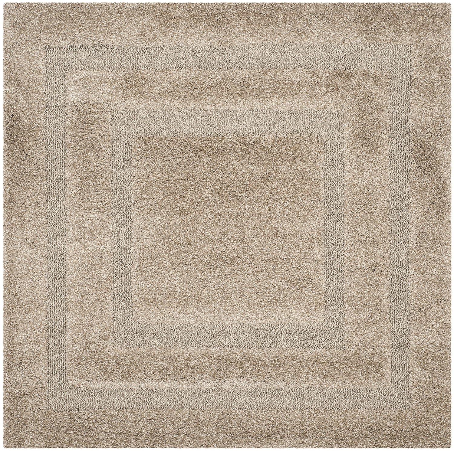 Florida Shag SG454 Power Loomed Indoor Area Rug - Beige/Beige - 4'x4' - Safavieh.