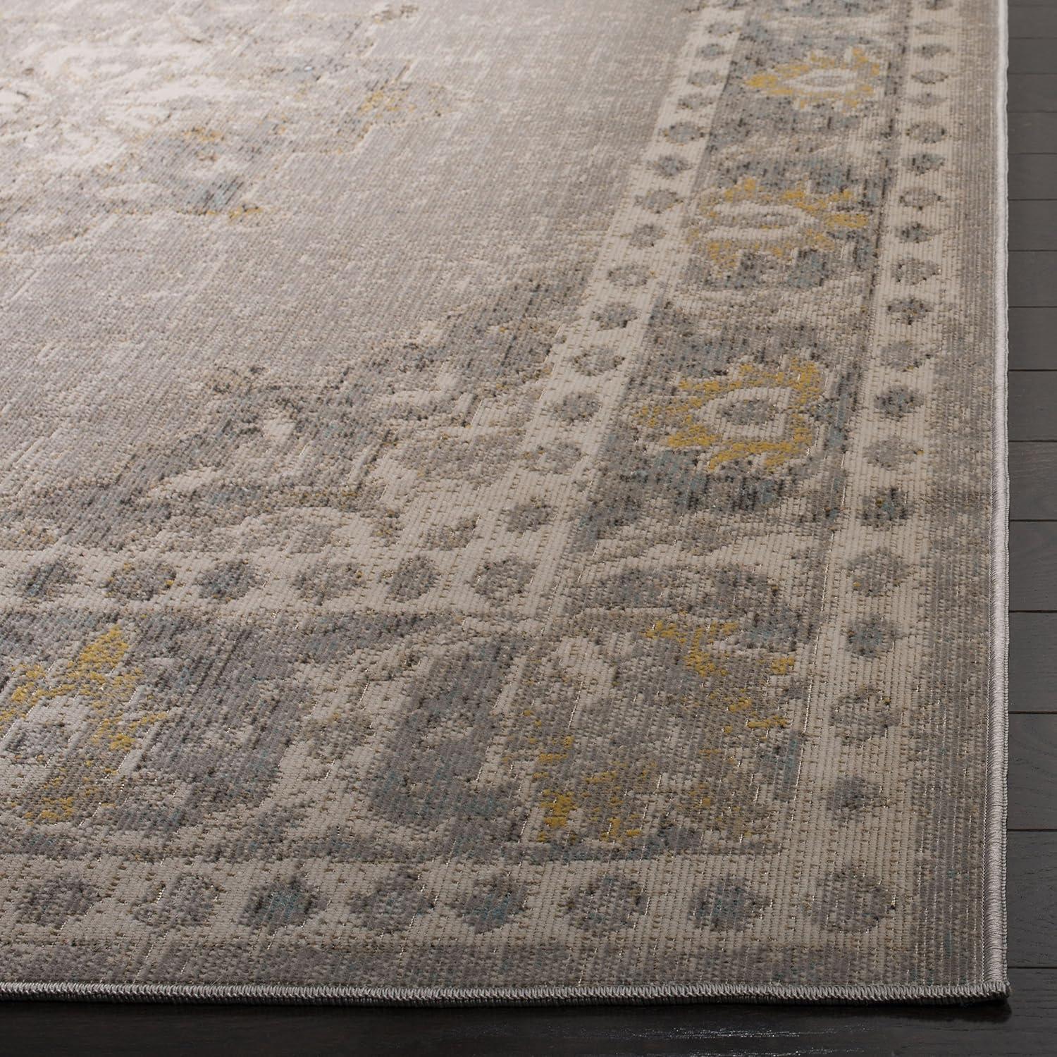 Montage MTG308 Power Loomed Indoor/Outdoor Runner Rug - Grey/Gold - 2'3"x8' - Safavieh