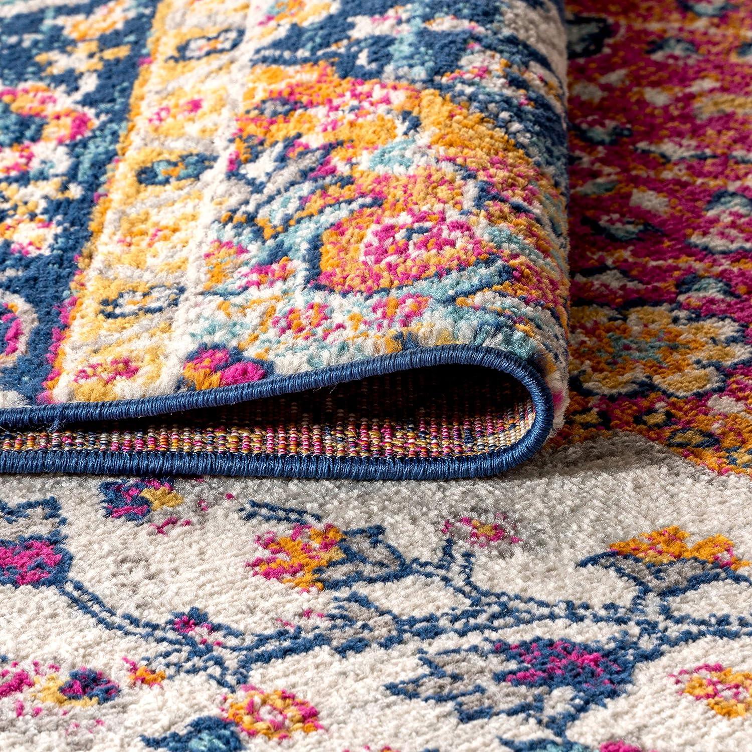 JONATHAN Y Bohemian FLAIR Boho Vintage Medallion Blue/Multi 5 ft. x 8 ft. Area Rug