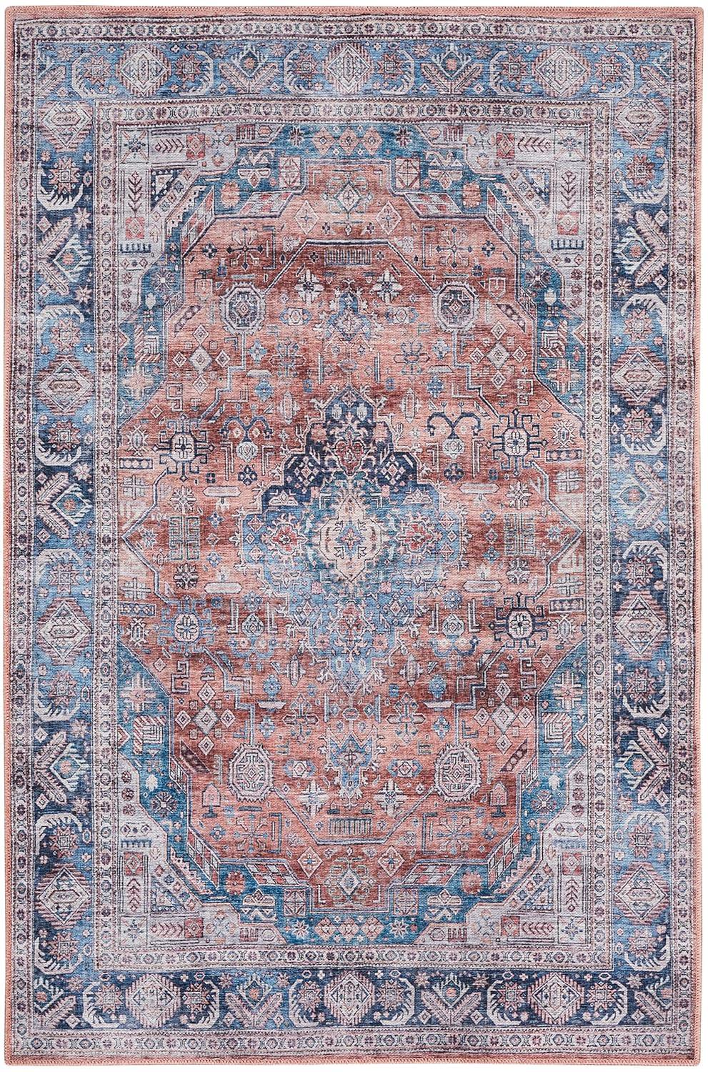 Nourison Washable Brilliance 4' x 6' Blue/Multi Vintage Indoor Rug