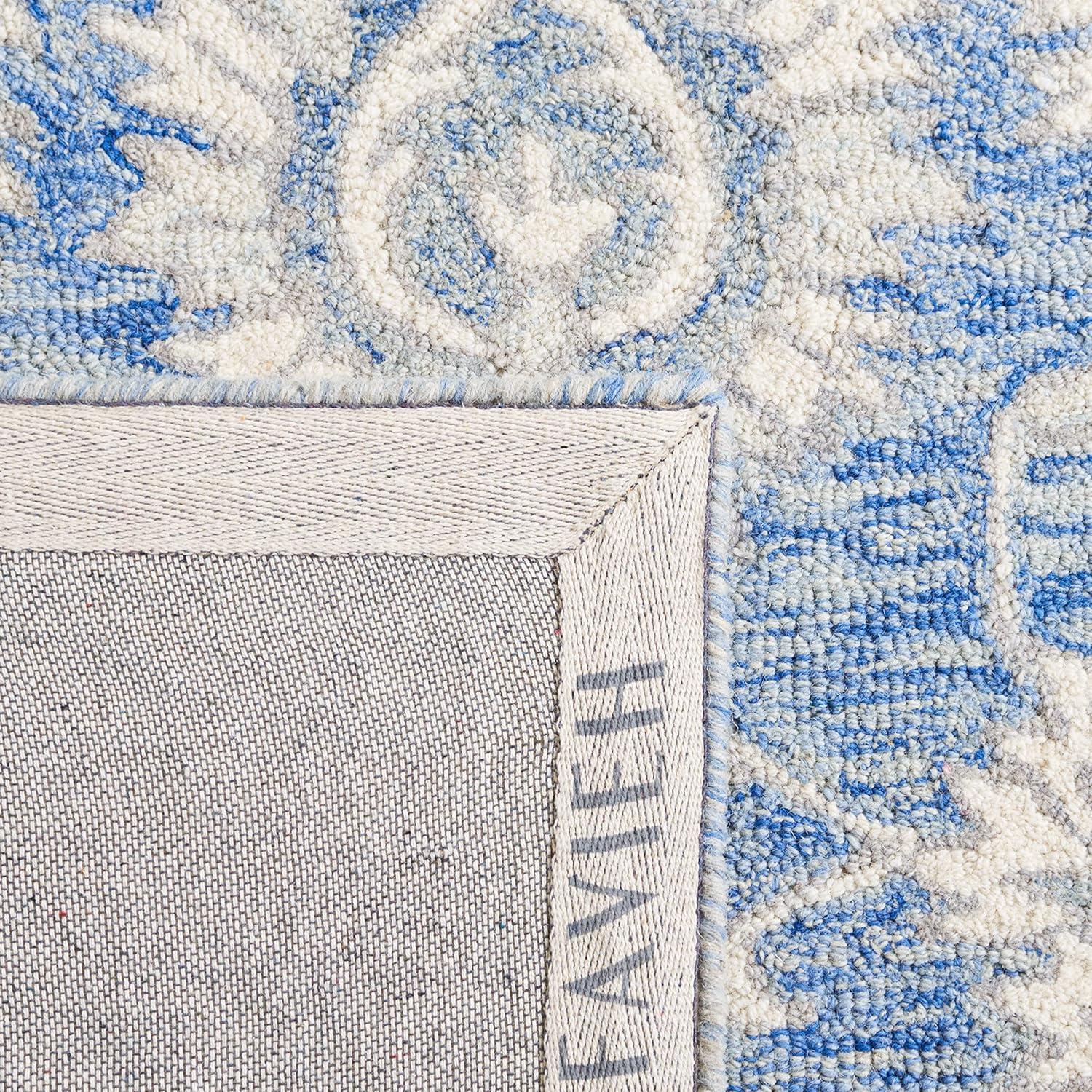 SAFAVIEH Micro-Loop Larry Oriental Area Rug, Blue/Ivory, 9' x 12'