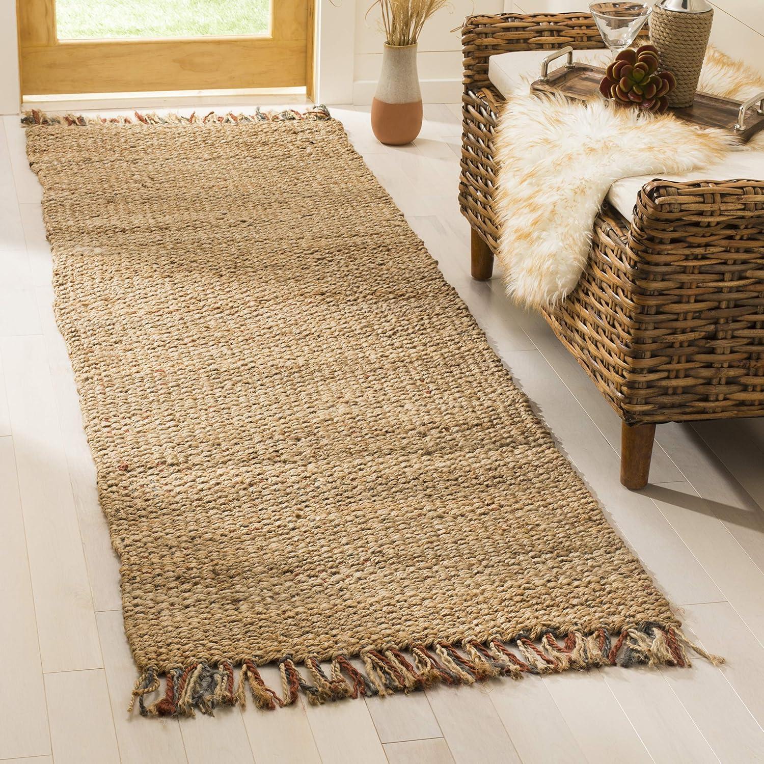 Natural Jute Handwoven Area Rug with Fringe, 2'6" x 6'