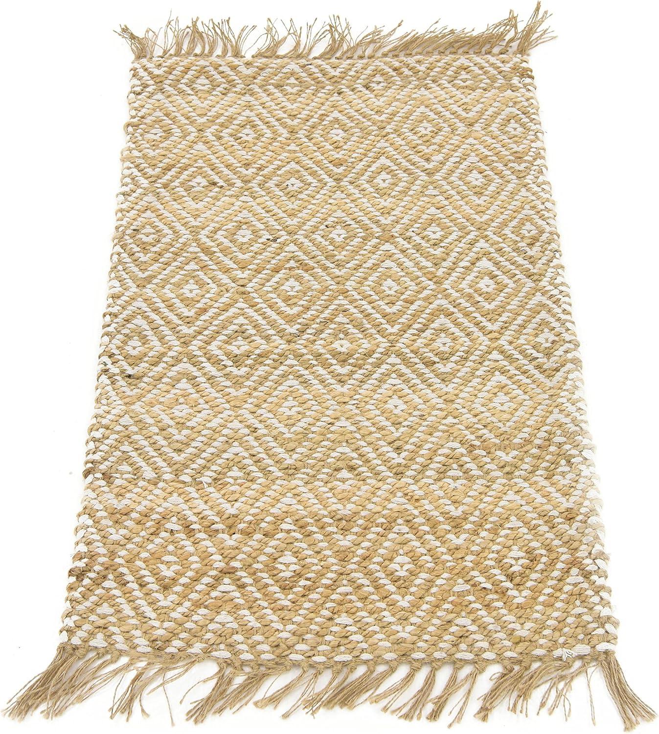 Natural Brown Rectangular Braided Jute Area Rug