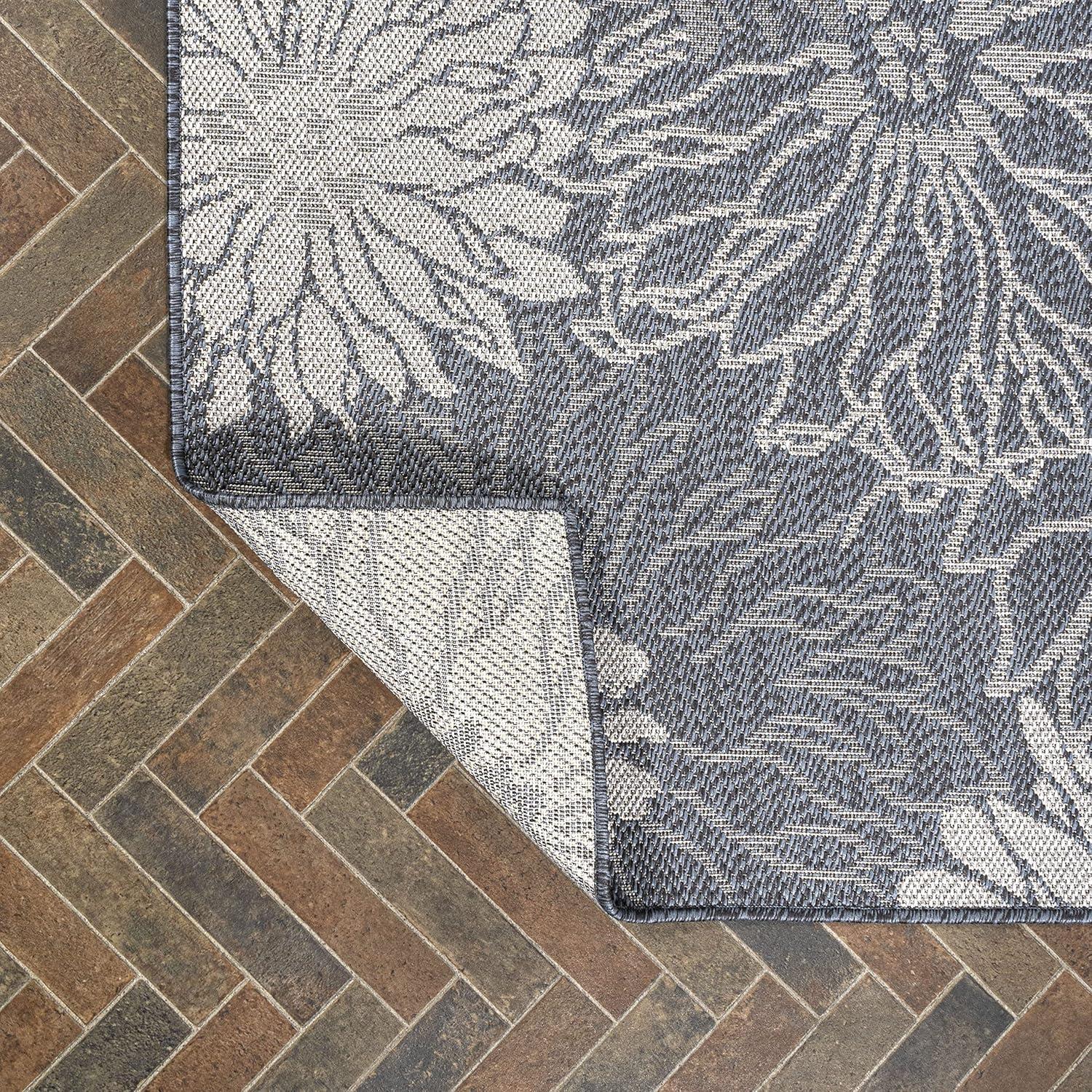 5' x 8' Bahamas Modern All-Over Floral Indoor/Outdoor Area Rug, Navy/Gray - JONATHAN Y