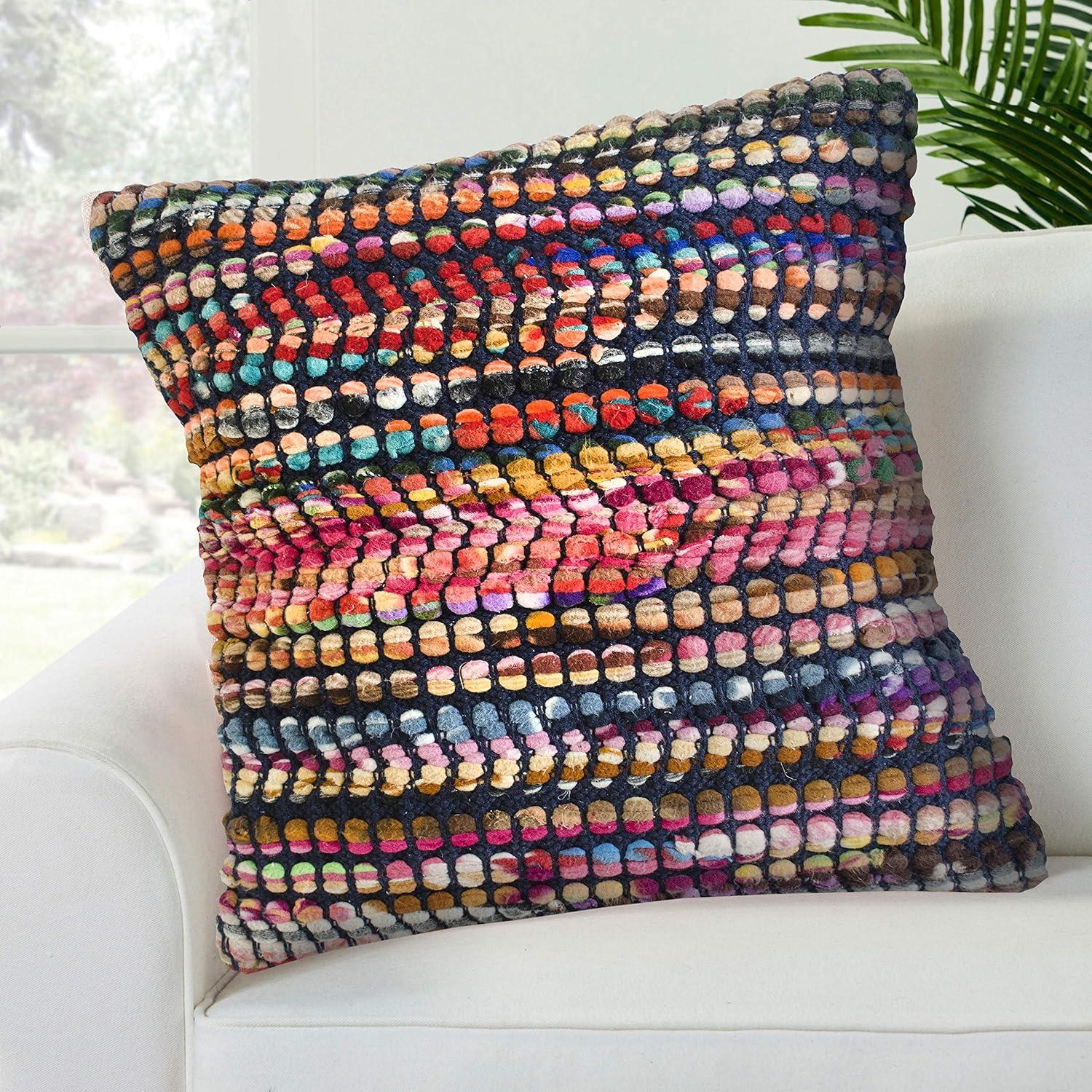 LR Home Nomad 20" x 20" Rainbow Striped Cotton Blend Adult Decorative Throw Pillow