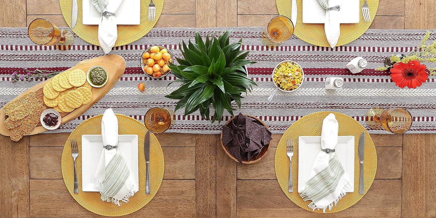 DII Wine Braided Stripe Table Runner 15x108