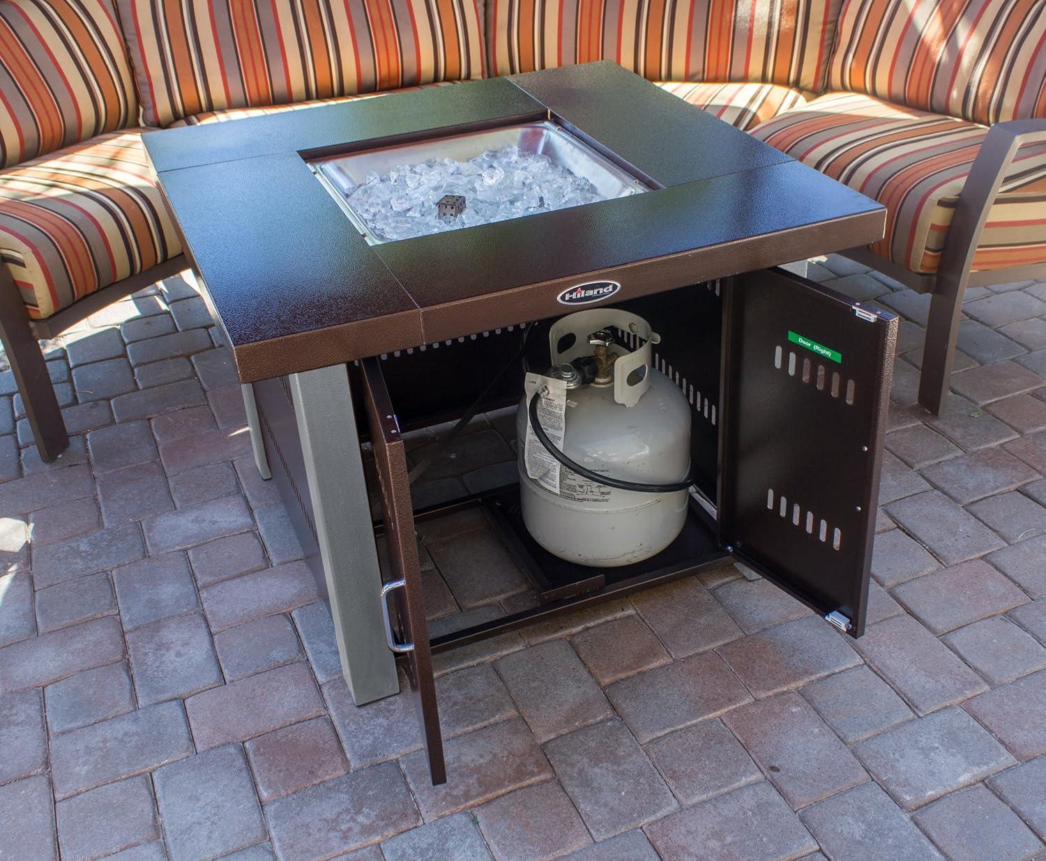 Outdoor Fire Pit in Hammered Bronze & Stainless Steel - AZ Patio Heaters: CSA Approved, 40,000 BTU, Includes Cover