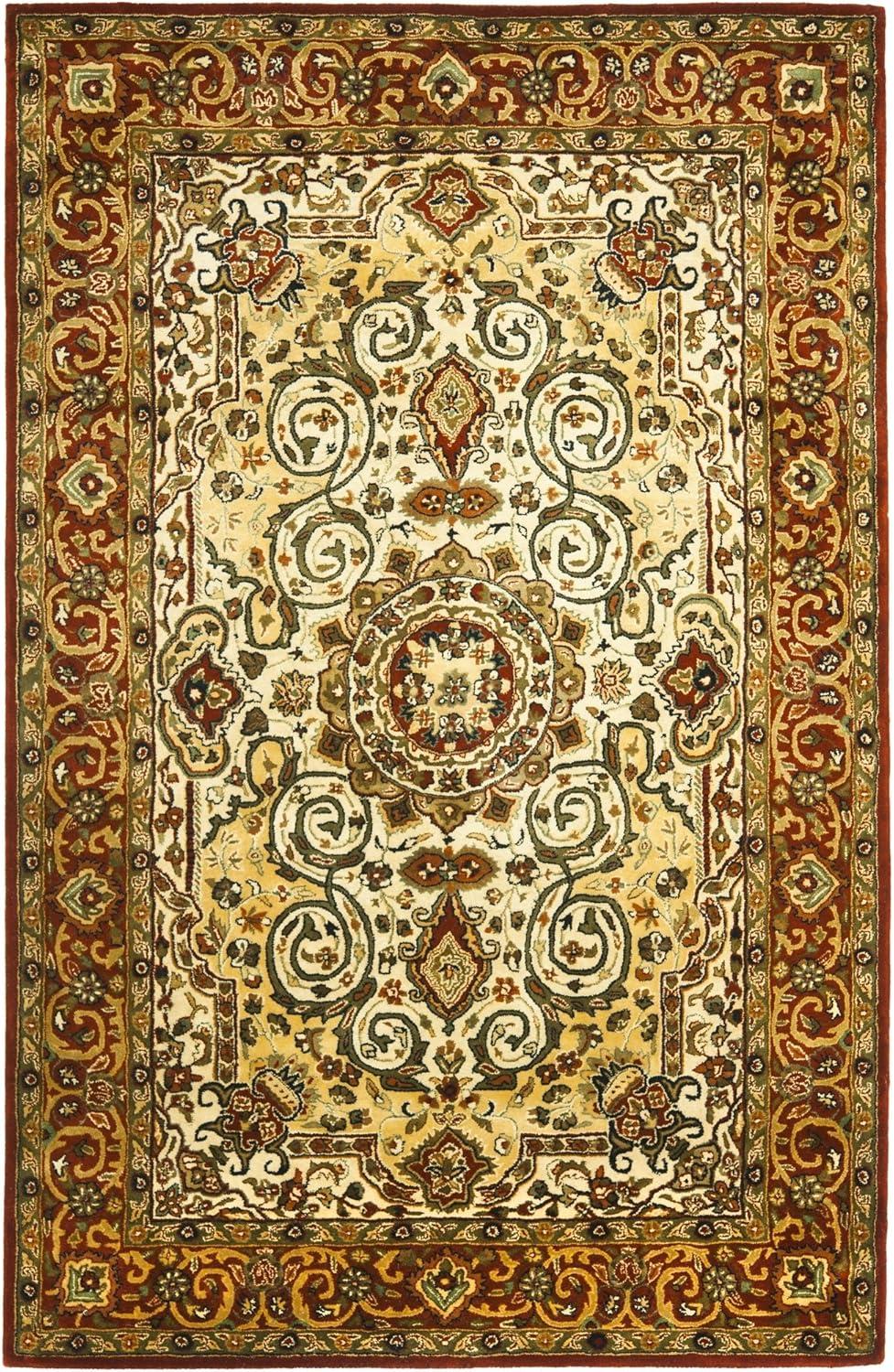 Ivory and Rust Hand-Tufted Wool 4' x 6' Rug