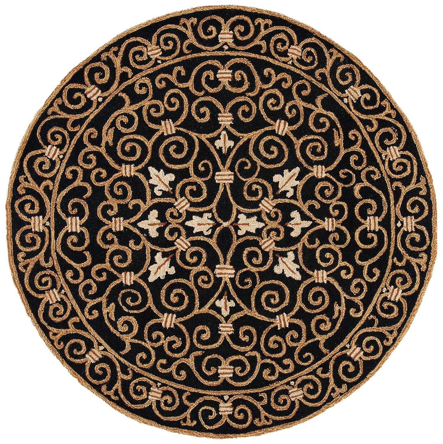 SAFAVIEH Chelsea Alaia Floral Wool Area Rug, Ivory, 3' x 3' Round