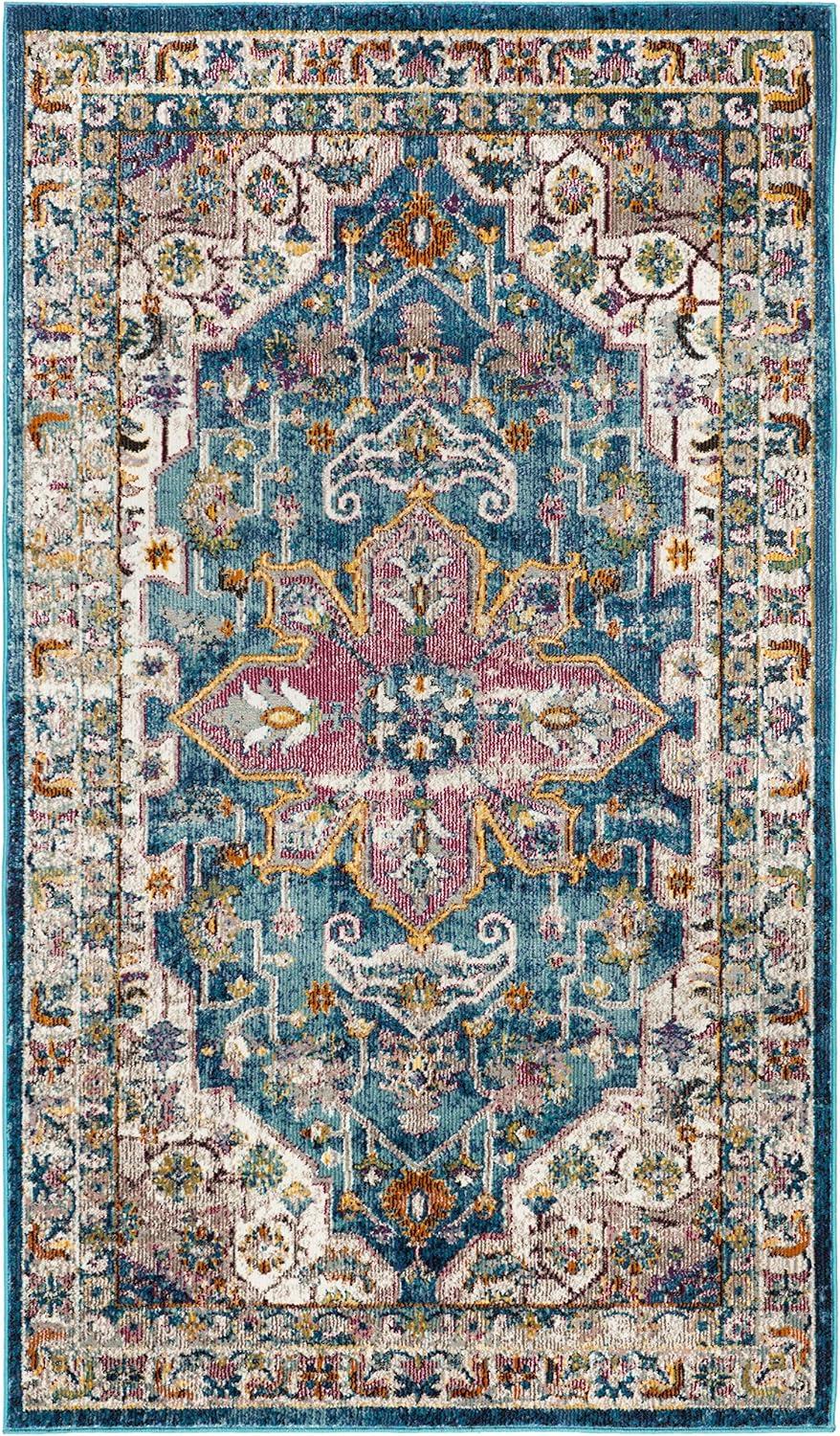 Aria ARA160 Power Loomed Area Rug - Blue/Creme - 8'9"x11'9" - Safavieh.