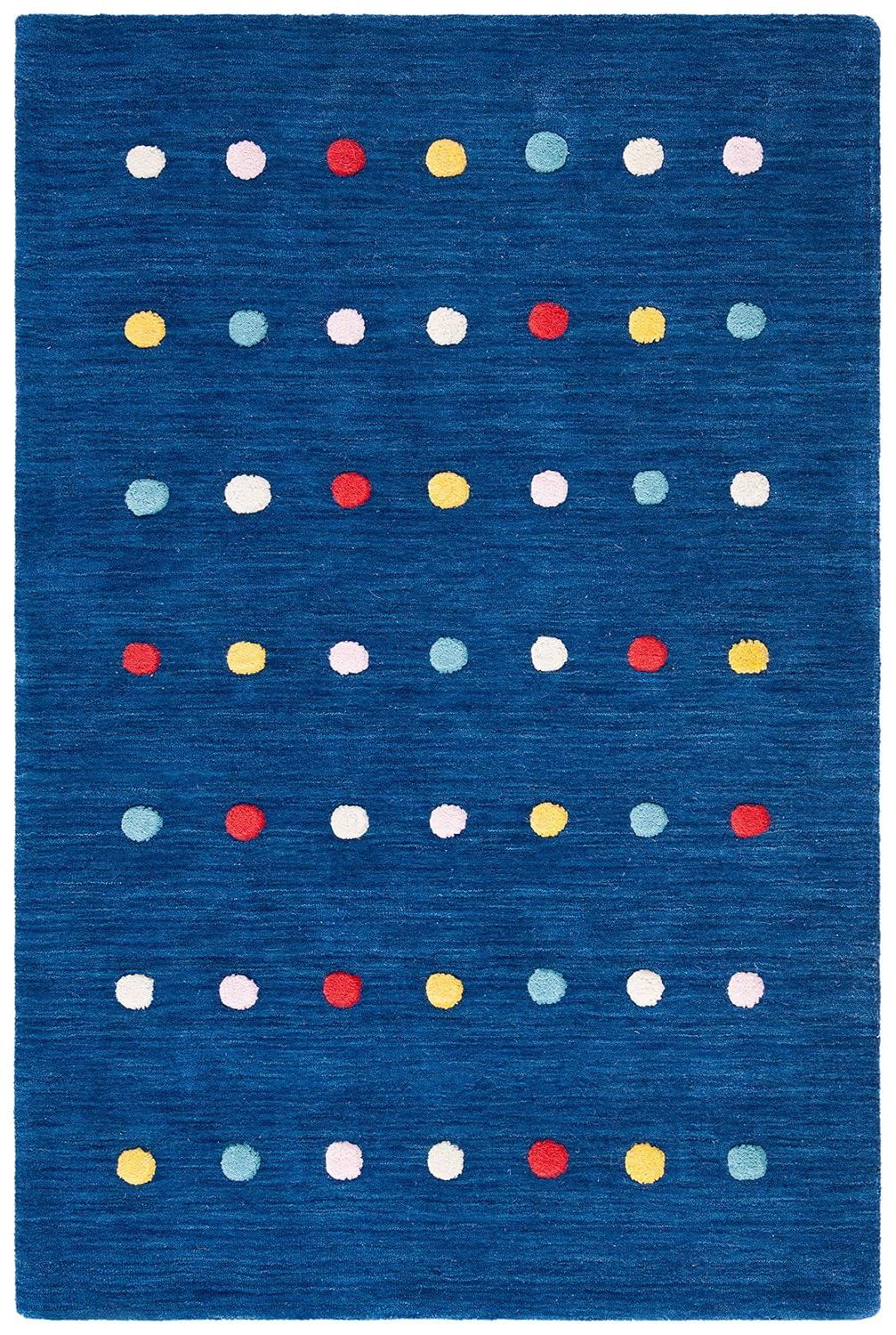 SAFAVIEH Kids Colorful Polka Dots Area Rug, Navy, 3' x 3' Square