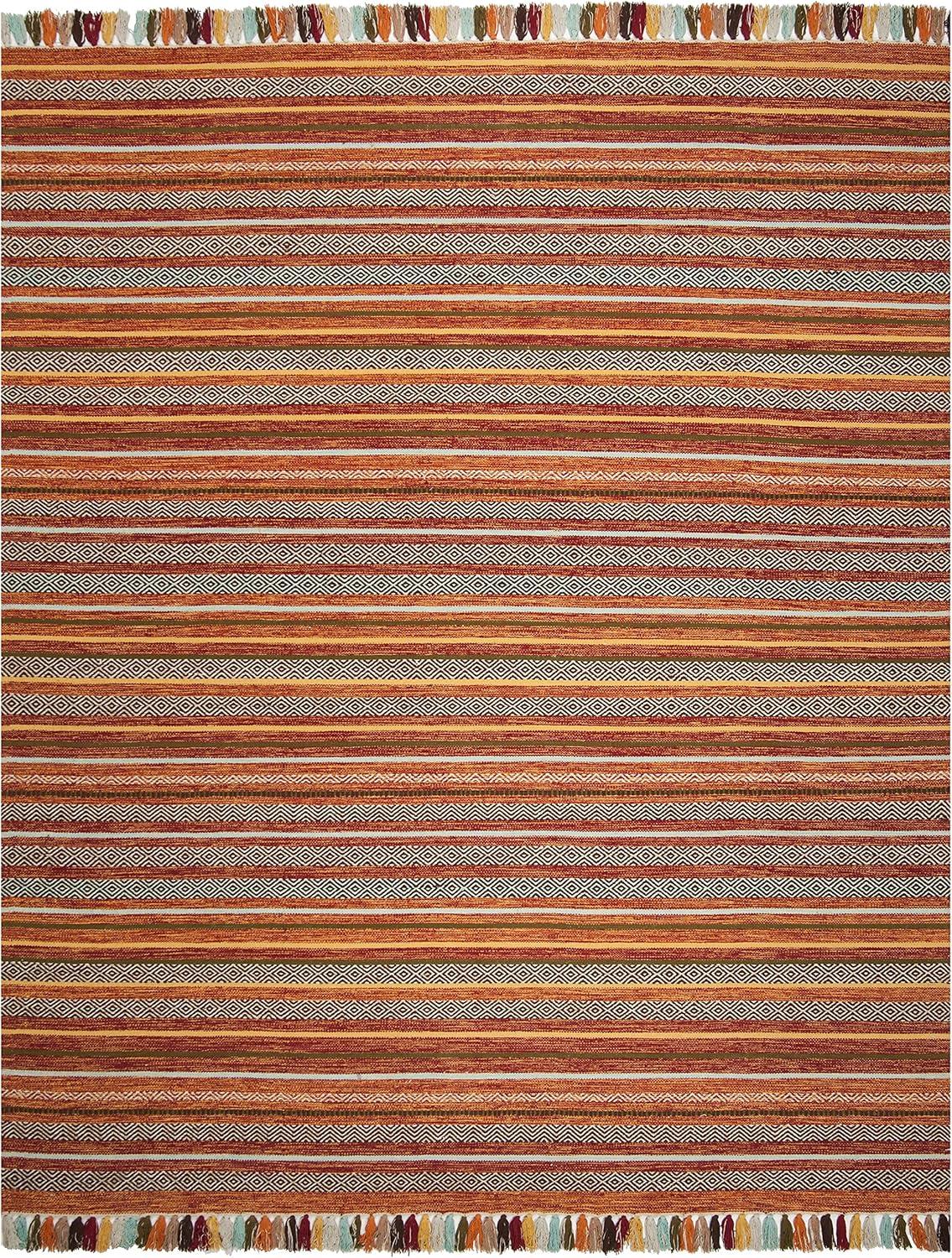 Lenore Multicolor Stripe 8' x 10' Hand-Woven Wool-Cotton Rug