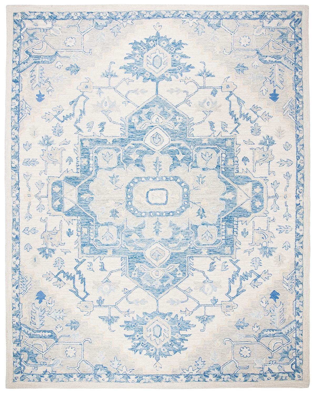 Micro-Loop MLP503 Hand Tufted Indoor Area Rug - Ivory/Blue - 5'x8' - Safavieh