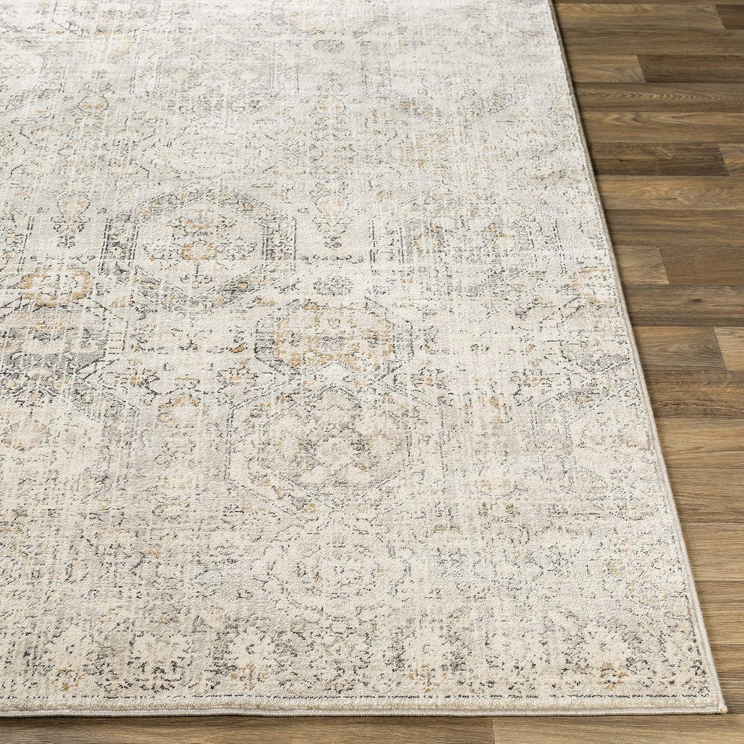 Elegance Beige Rectangular Synthetic Easy-Care Area Rug