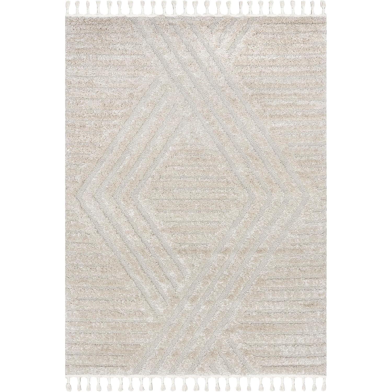 Nuloom Risette Solid 5x8 Shag Indoor Area Rug for Living Room Bedroom Dining Room Nursery, Beige