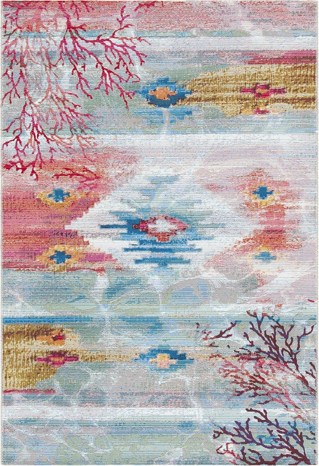 Barbados 500 BAR554 Power Loomed Indoor/Outdoor Area Rug - Light Blue/Pink - 8'x10'5" - Safavieh