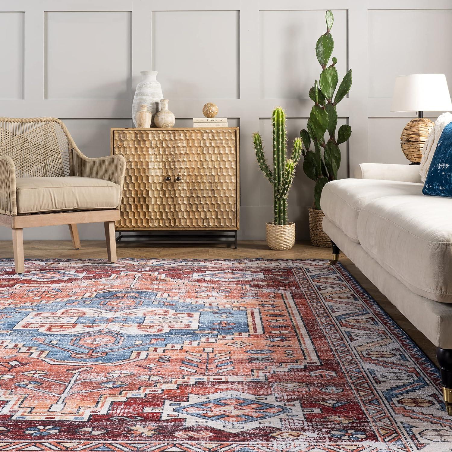 Nuloom Marli Machine Washable Faded Medallion Indoor Area Rug