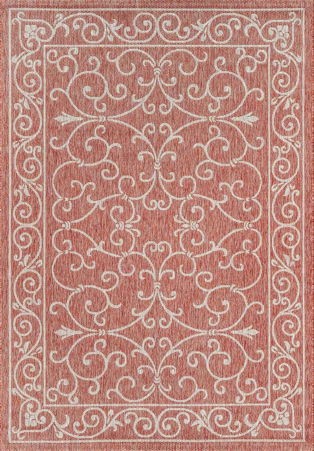 Charleston Vintage Filigree Textured Weave Indoor/Outdoor Area Rug  - JONATHAN Y