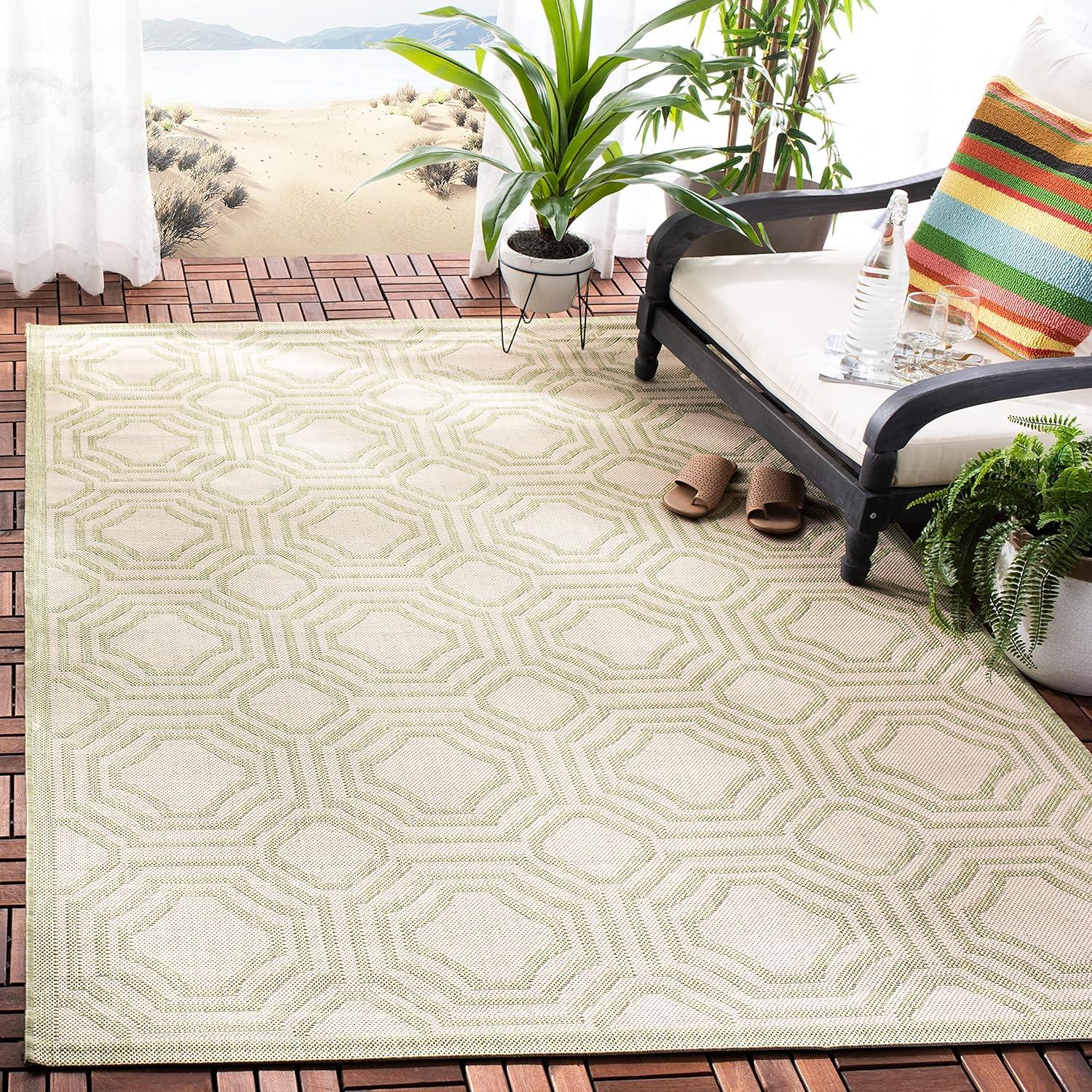 Courtyard CY6112 Power Loomed Indoor and Outdoor Accent Rug - Beige/Sweet Pea - 2'7"x5' - Safavieh