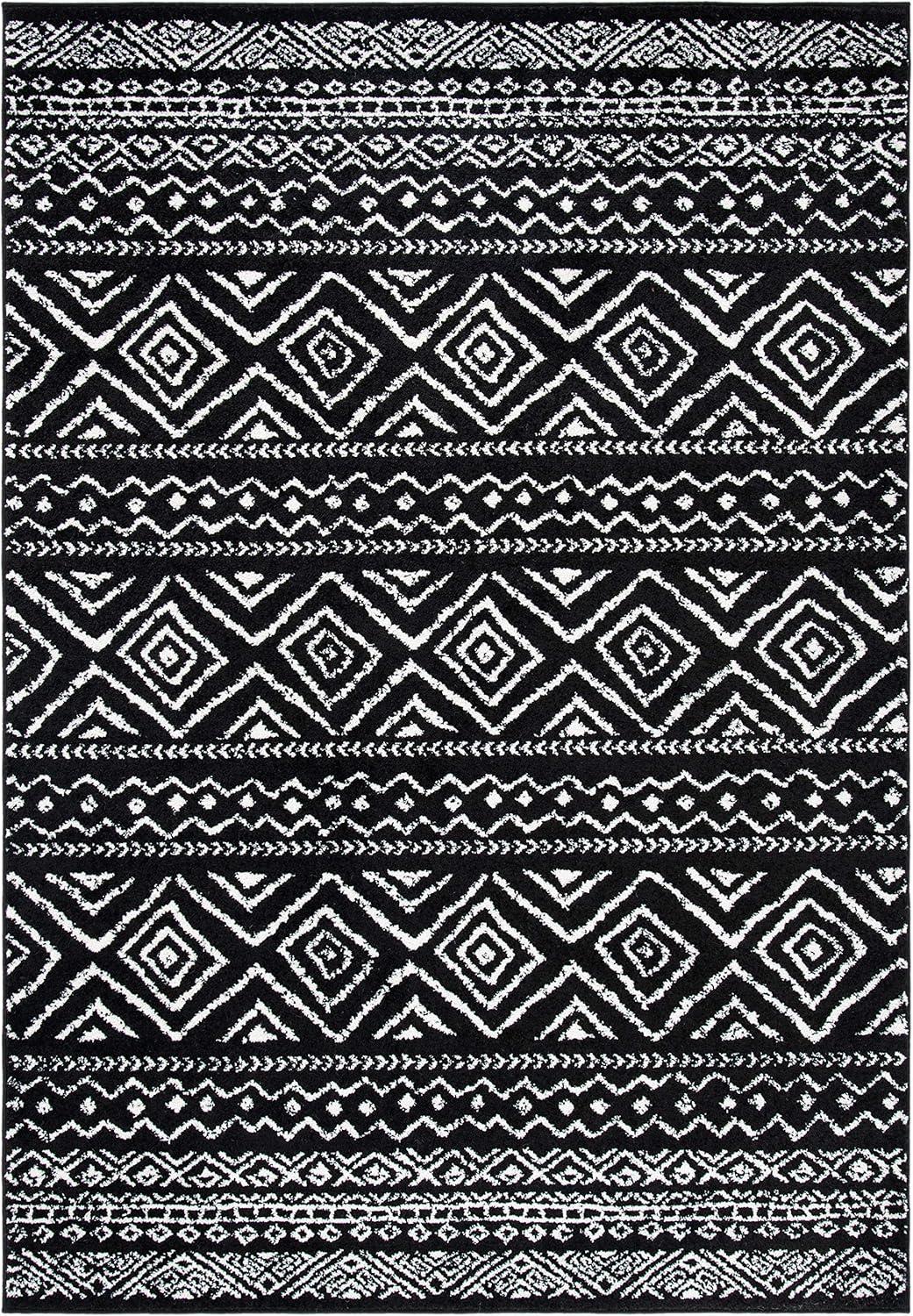 Tulum TUL267 Power Loomed Area Rug - Black/Ivory - 5'3"x7'6" - Safavieh.