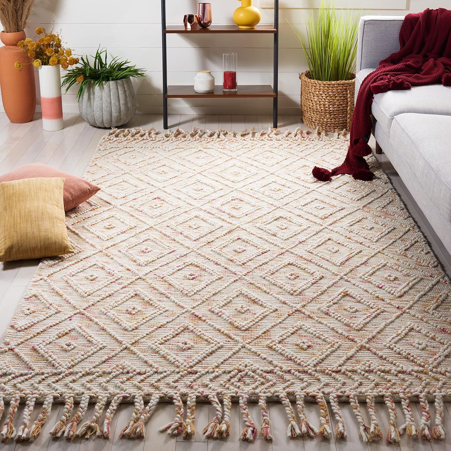 Natura NAT188 Hand Loomed Indoor Area Rug - Ivory/Red - 6'x9' - Safavieh