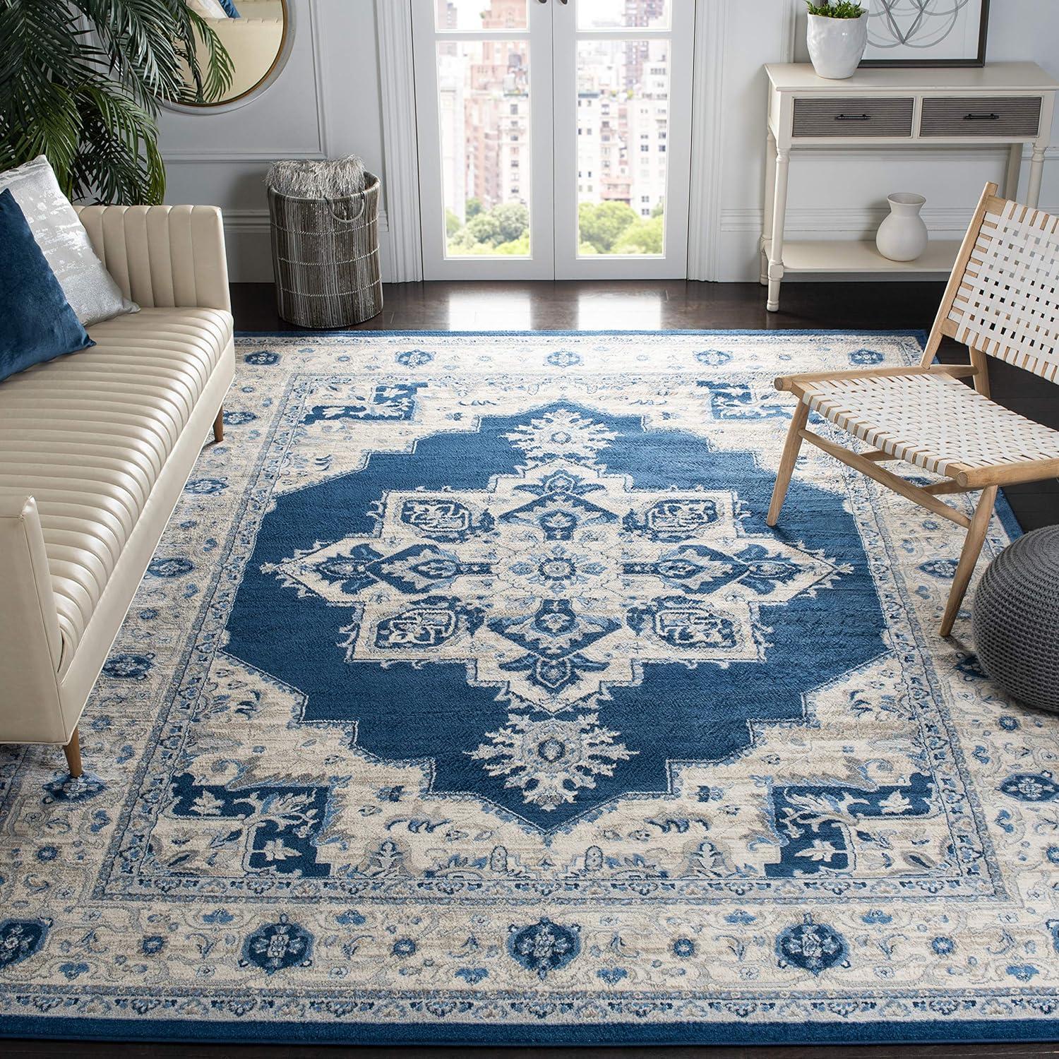 SAFAVIEH Brentwood Salah Oriental Area Rug, Navy/Cream, 10' x 13'