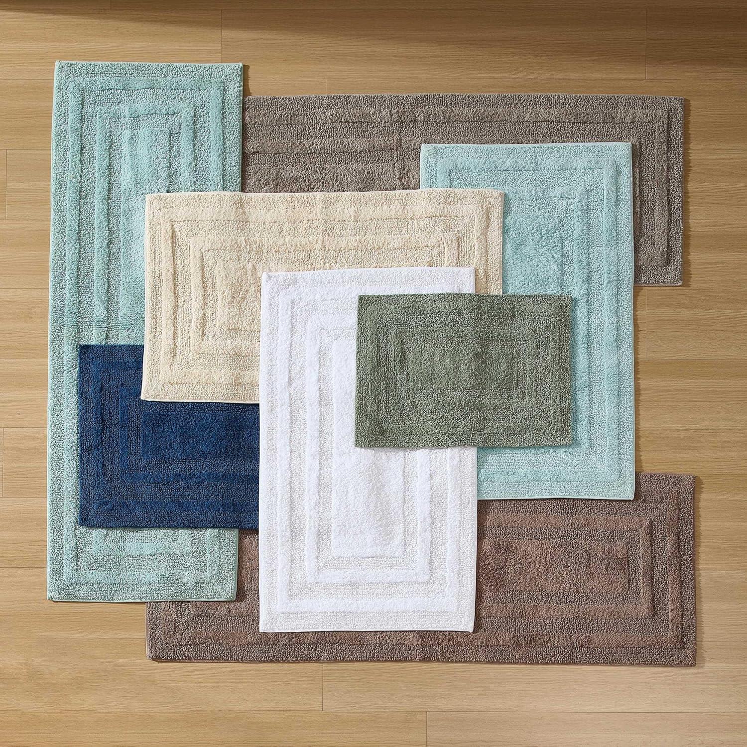 Logan Olive Green Cotton Reversible 2-Piece Bath Rug Set