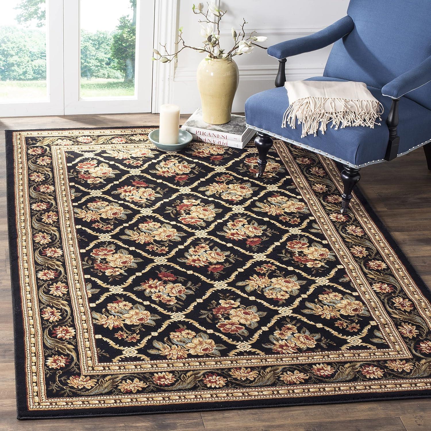 Lyndhurst LNH556 Power Loomed Area Rug - Black/Black - 8'x11' - Safavieh.