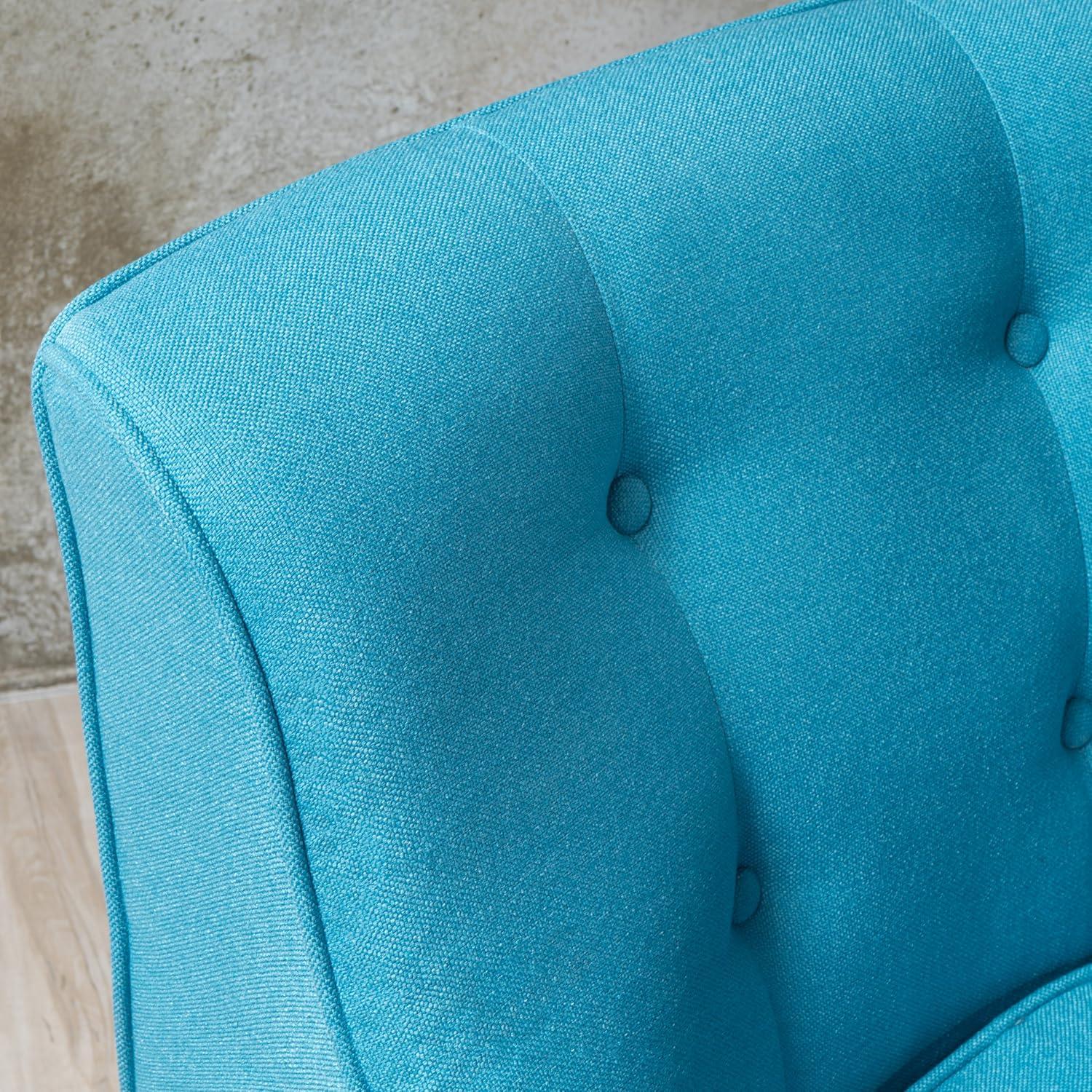 Felicity Mid-Century Armchair Teal: Upholstered, Tufted, Wooden Legs - Christopher Knight Home