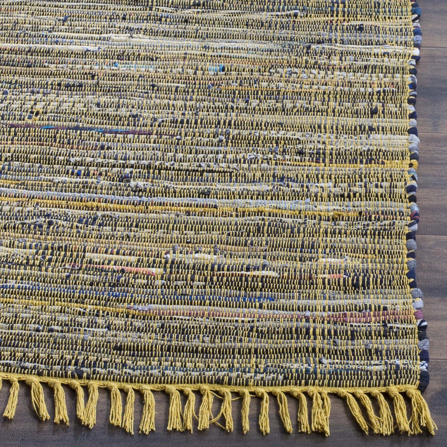 Rag Rug RAR121 Hand Woven Indoor Area Rug - 5'x8' - Yellow/Multi - Safavieh