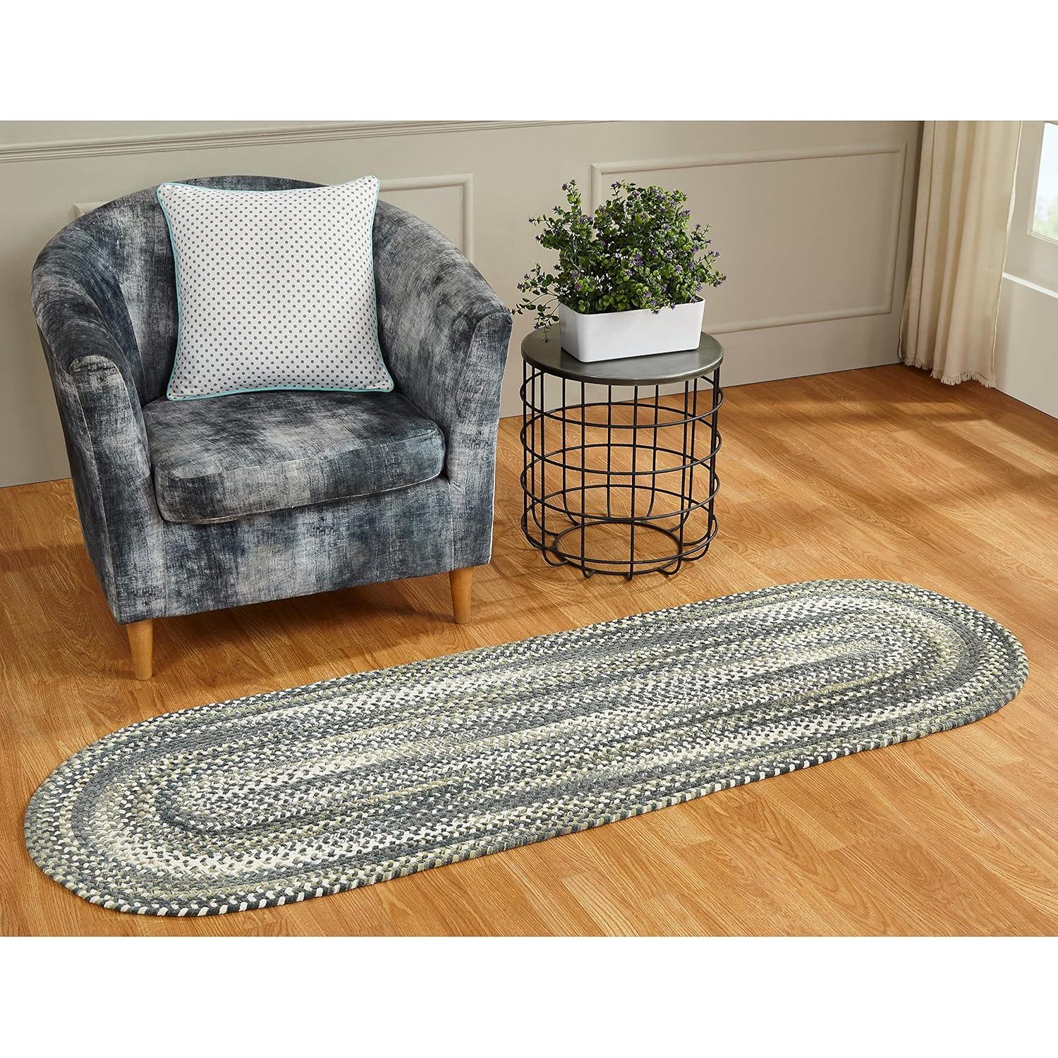 Better Trends Ombre Braid Braided Reversible Indoor Area Utility Rug, 100% Cotton, 24" x 72" Runner, Olive