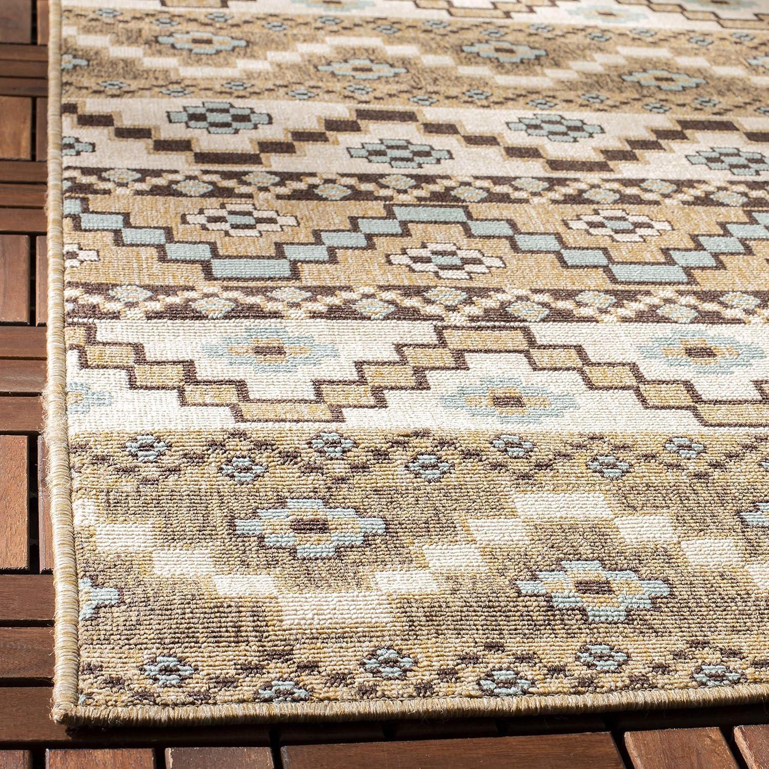 Veranda VER095 Power Loomed Indoor and Outdoor Area Rug - Creme/Brown - 5'3"x7'7" - Safavieh.