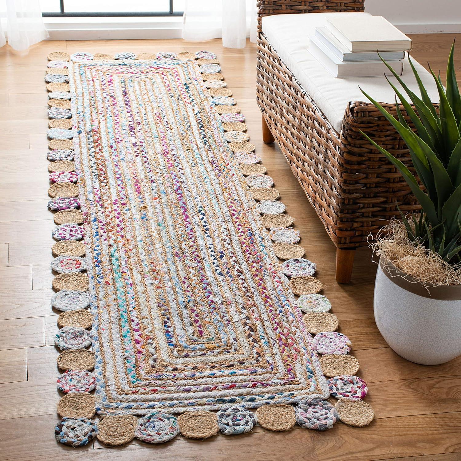 Cape Cod CAP201 Woven Indoor Runner Rug - Beige/Multi - 2'3"x12' - Safavieh