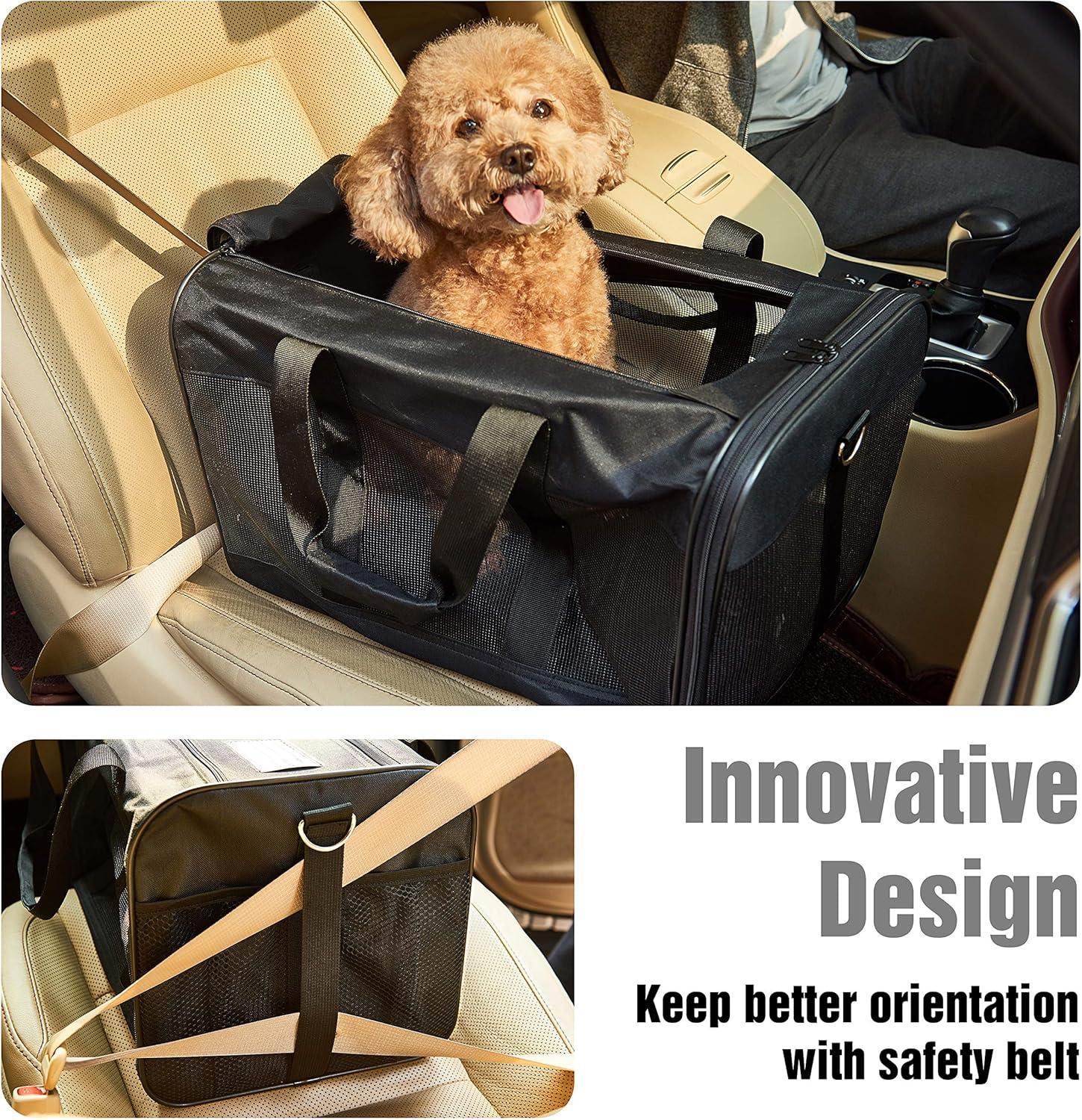 HITCH ScratchMe Pet Travel Carrier Soft Sided Portable Bag for Cats, Small Dogs, Kittens or Puppies, Collapsible, Durable, Airline Approved, Carry Your Pet with You Safely and Comfortably (L)