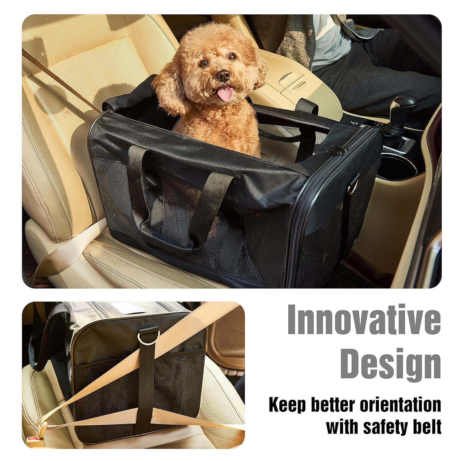 HITCH ScratchMe Pet Travel Carrier Soft Sided Portable Bag for Cats, Small Dogs, Kittens or Puppies, Collapsible, Durable, Airline Approved, Carry Your Pet with You Safely and Comfortably (L)