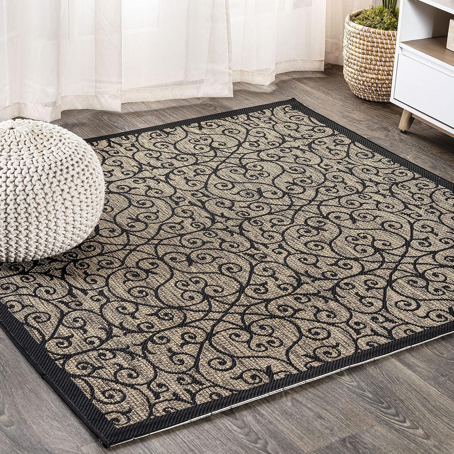 Madrid Vintage Filigree Textured Weave Indoor/Outdoor Area Rug - JONATHAN Y