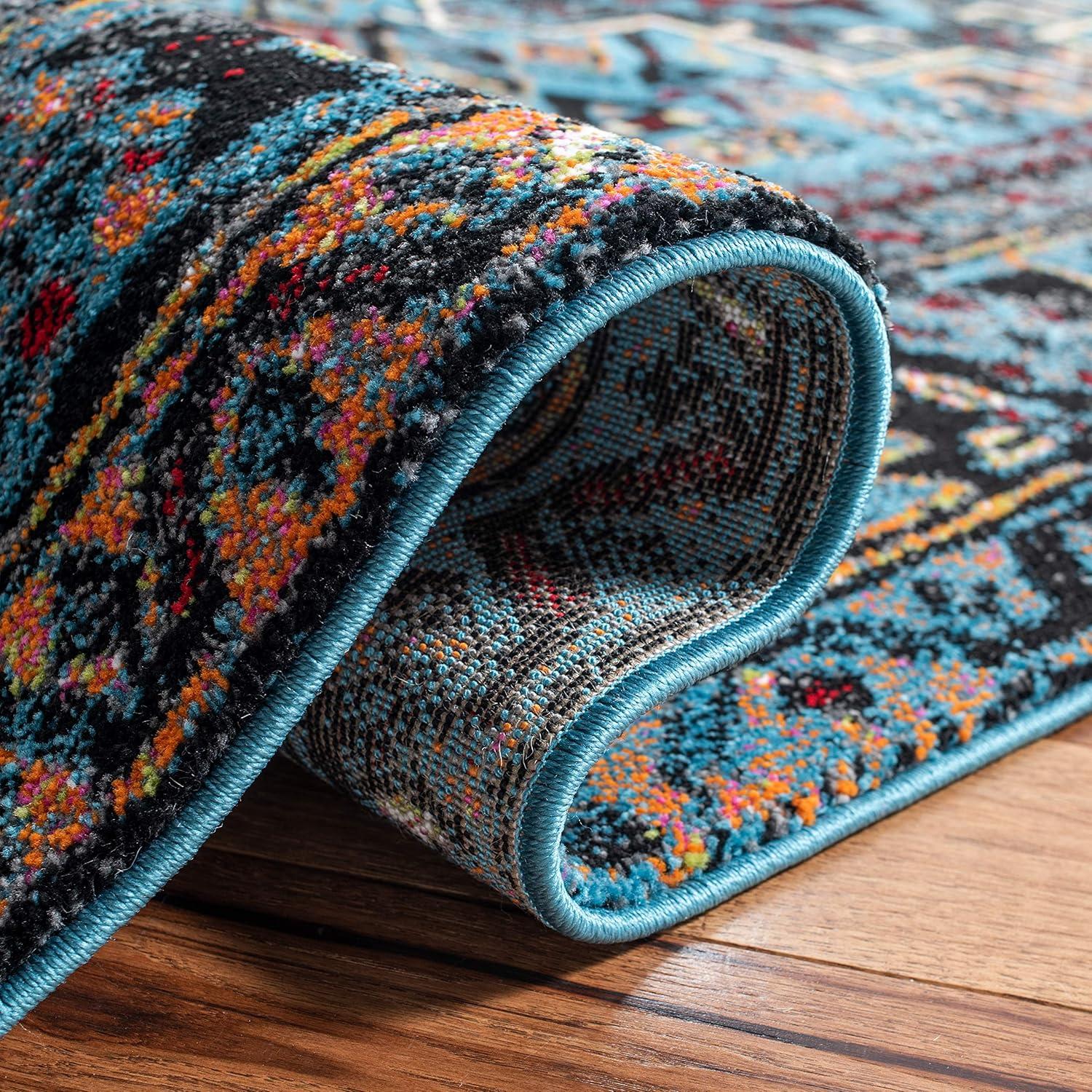 SAFAVIEH Vintage Hamadan Dania Oriental Runner Rug, Light Blue/Black, 2'3" x 12'
