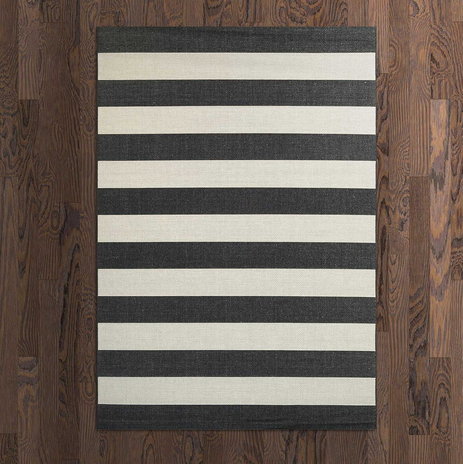 Couristan Afuera Yacht Club Rug, 9-Feet 2-Inch by 12-Feet 9-Inch, Onyx/Ivory