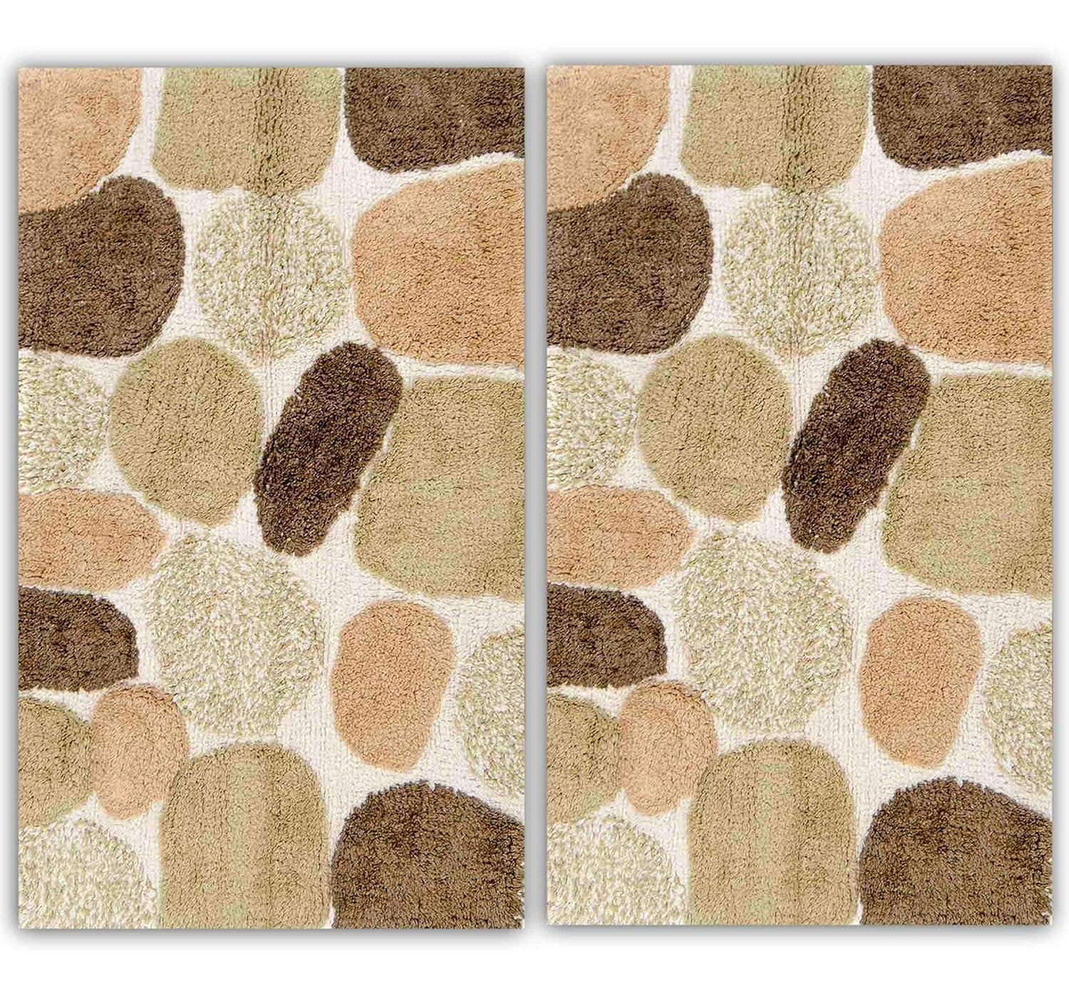 Chesapeake  Pebbles 2pc Bath Rug Set Khaki 20"x32" & 20"x32" Same Size Set